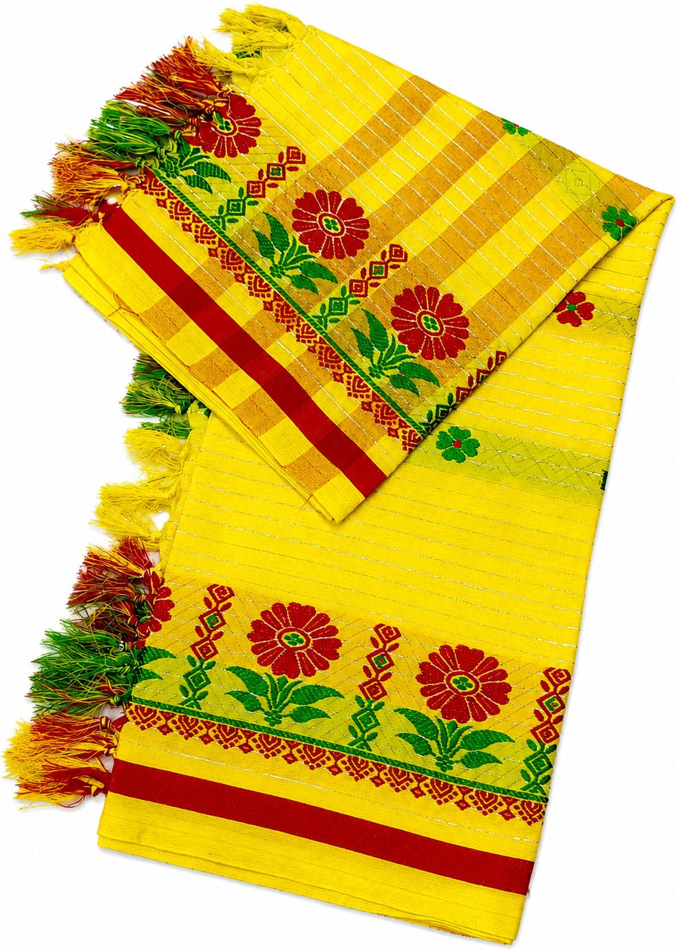Namra handloom Yellow colour pure cotton Dhoti Woven Men Dhoti-picture-25