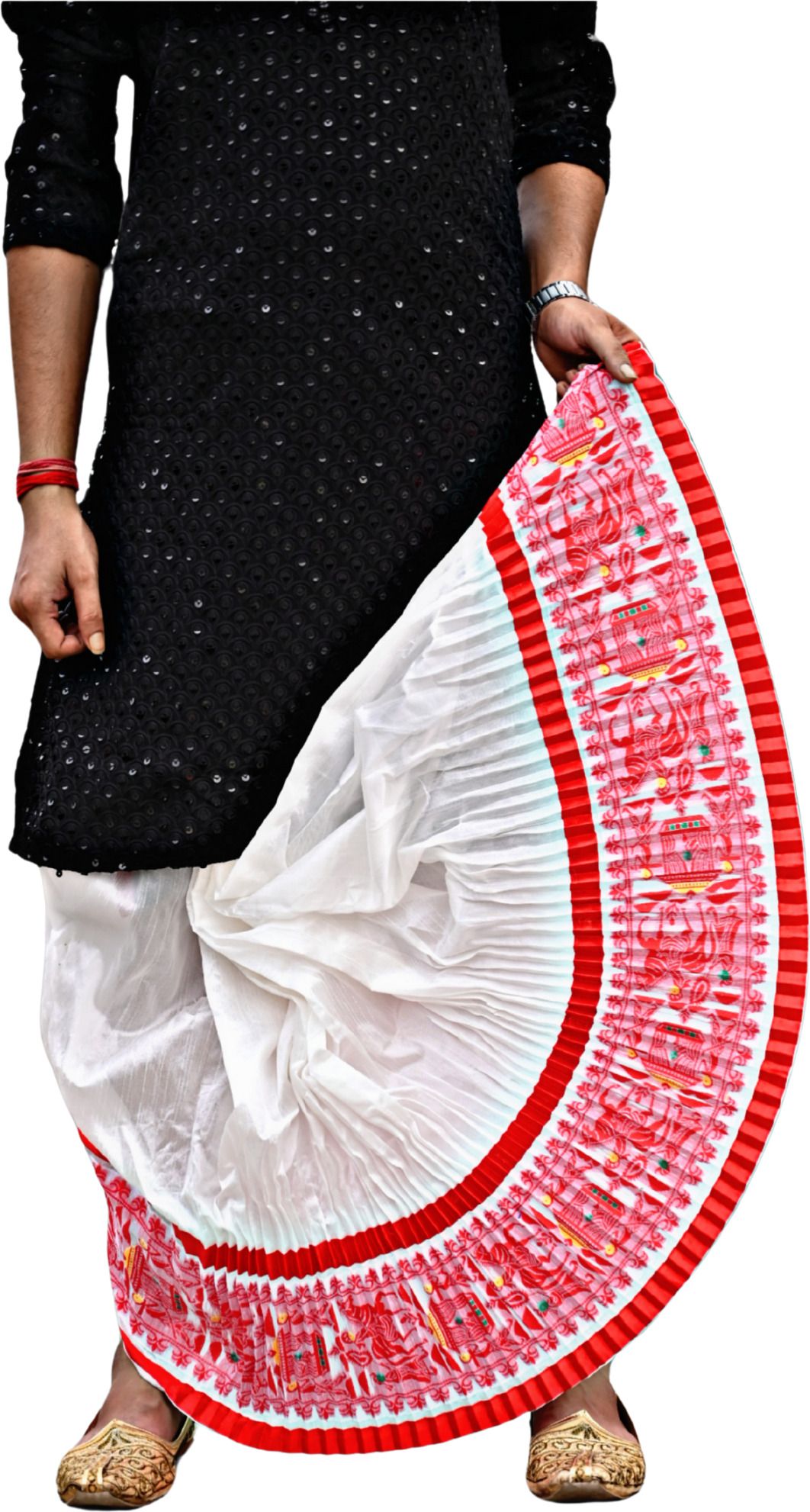 GOURI COLLECTIONS Madhubani Readymade Dhoti Pants (4CF) for Men – Mayur Puccha Design Embellished Men Dhoti-picture-13