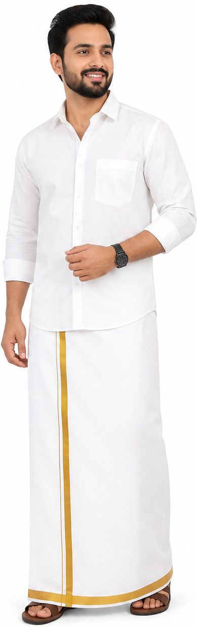 NagaNeela Tex DHOTI GOLDEN BORDER Woven Men Dhoti-picture-10