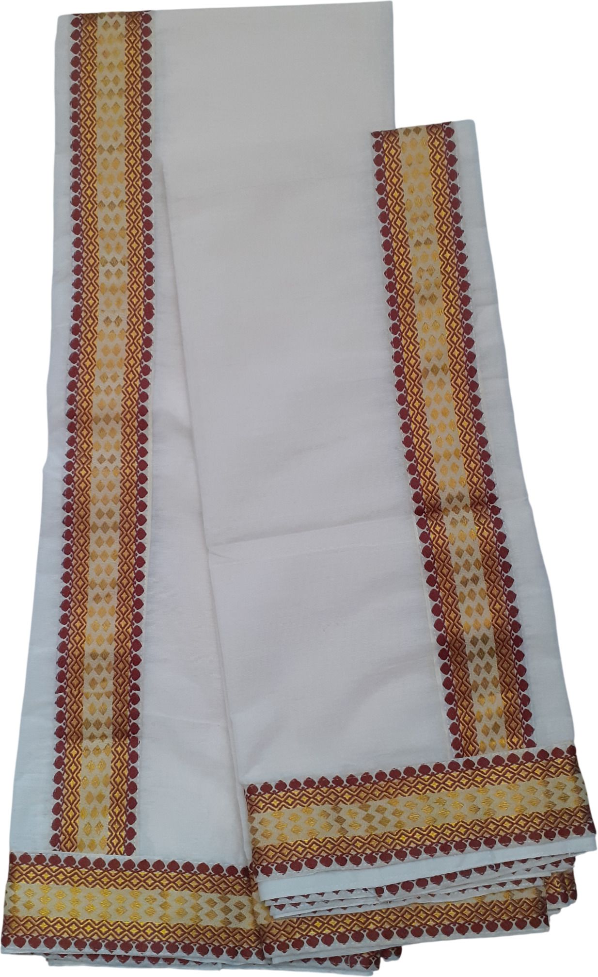 Darps Women's Kerala Polka Fancy Lace Setmundu Polka Print, Self Design Women Dhoti-image-35