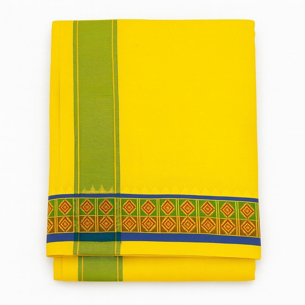 arsa lifestyle Panchakacham Dhoti Set-yellow Woven Men Dhoti-picture-13