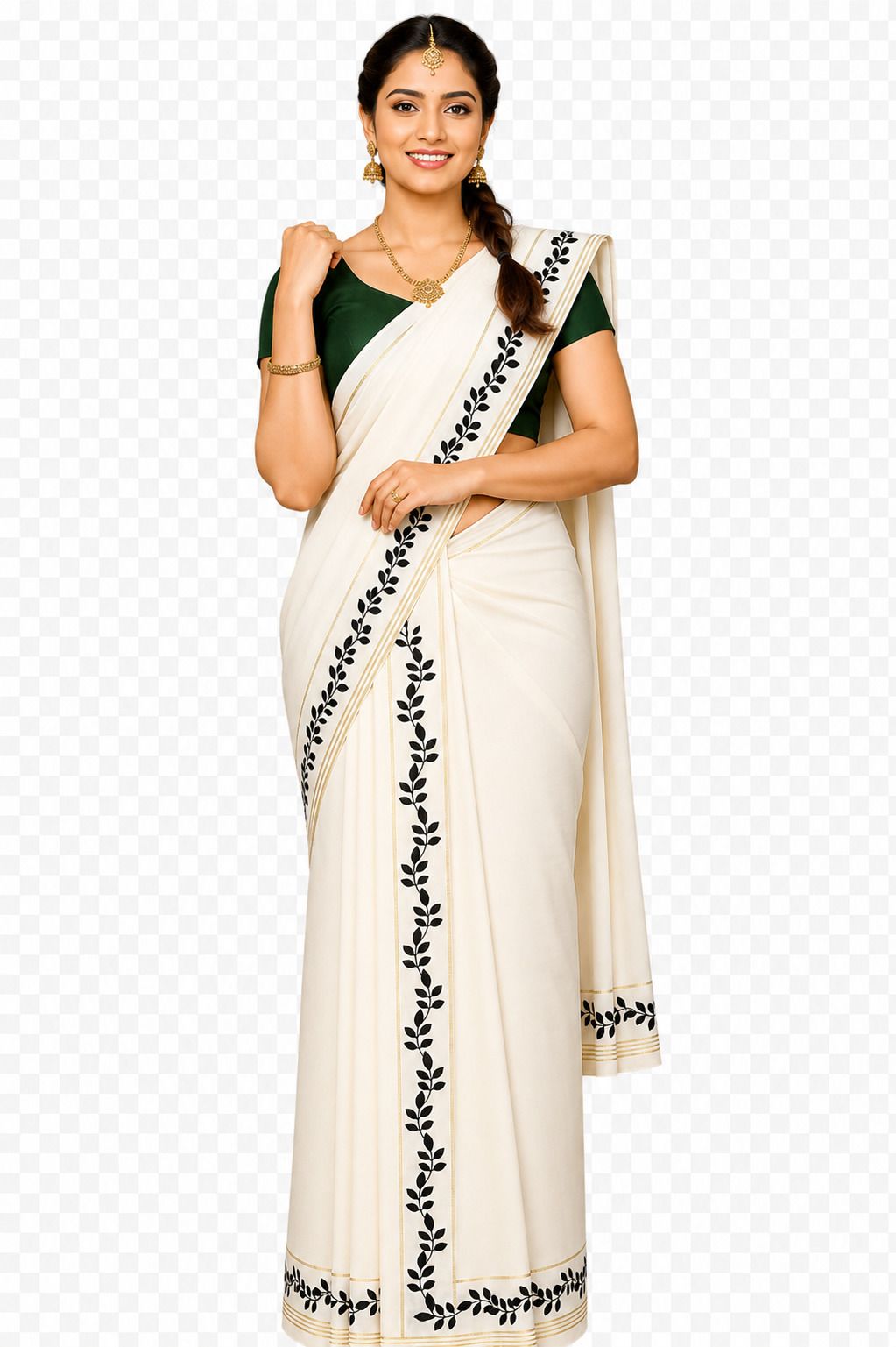 jagasree collections Kerala Kasavu opulent Halfine Zari single Set Mundu | Length 2 x 2.80 meters Floral Print Women Dhoti-image-34