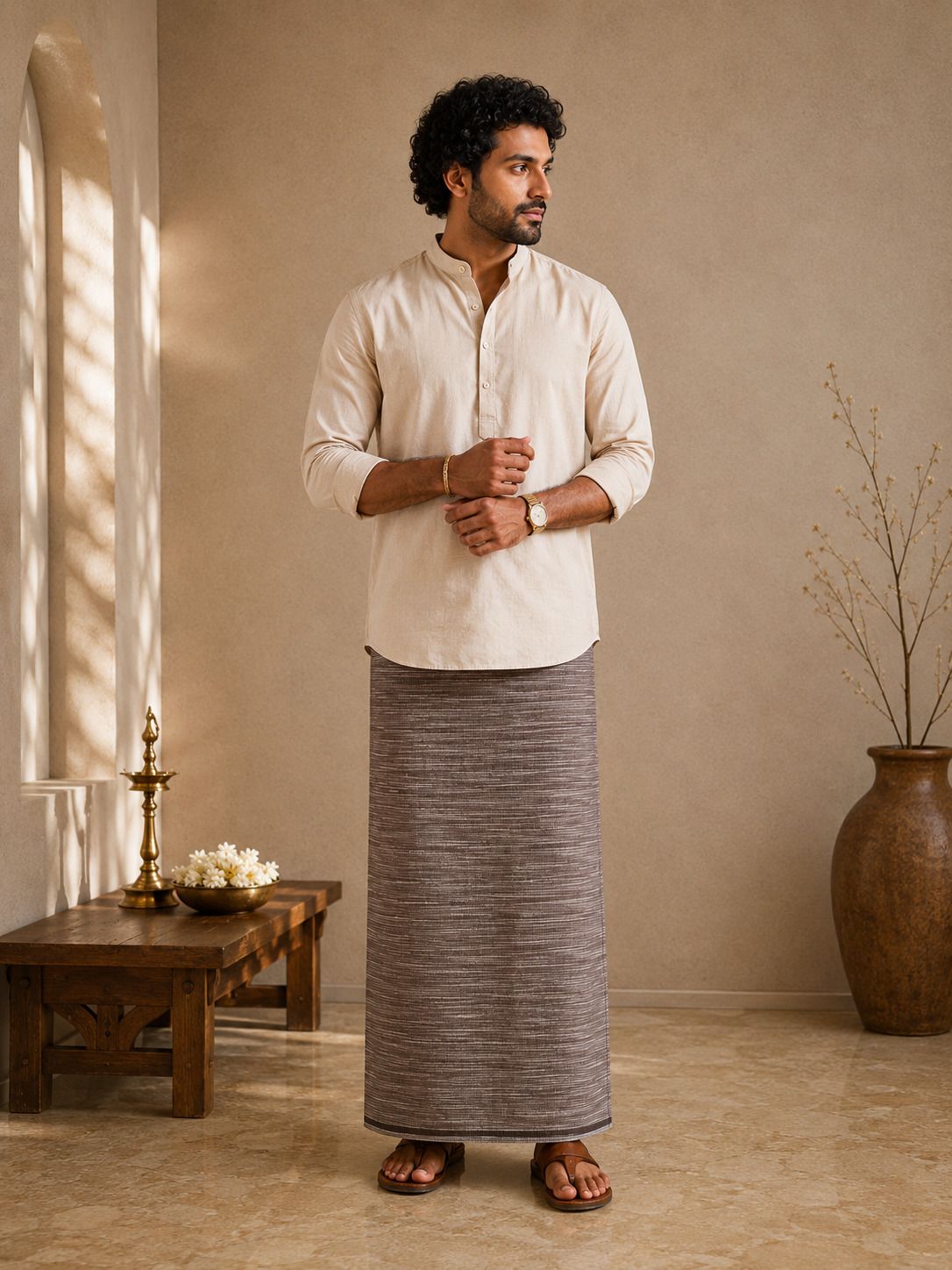 SAC SHREE APARAJEET CREATIONS Pure Cotton Traditional Lungi for Men Self Design Ethnic Wear Self Design Men Dhoti-image-16