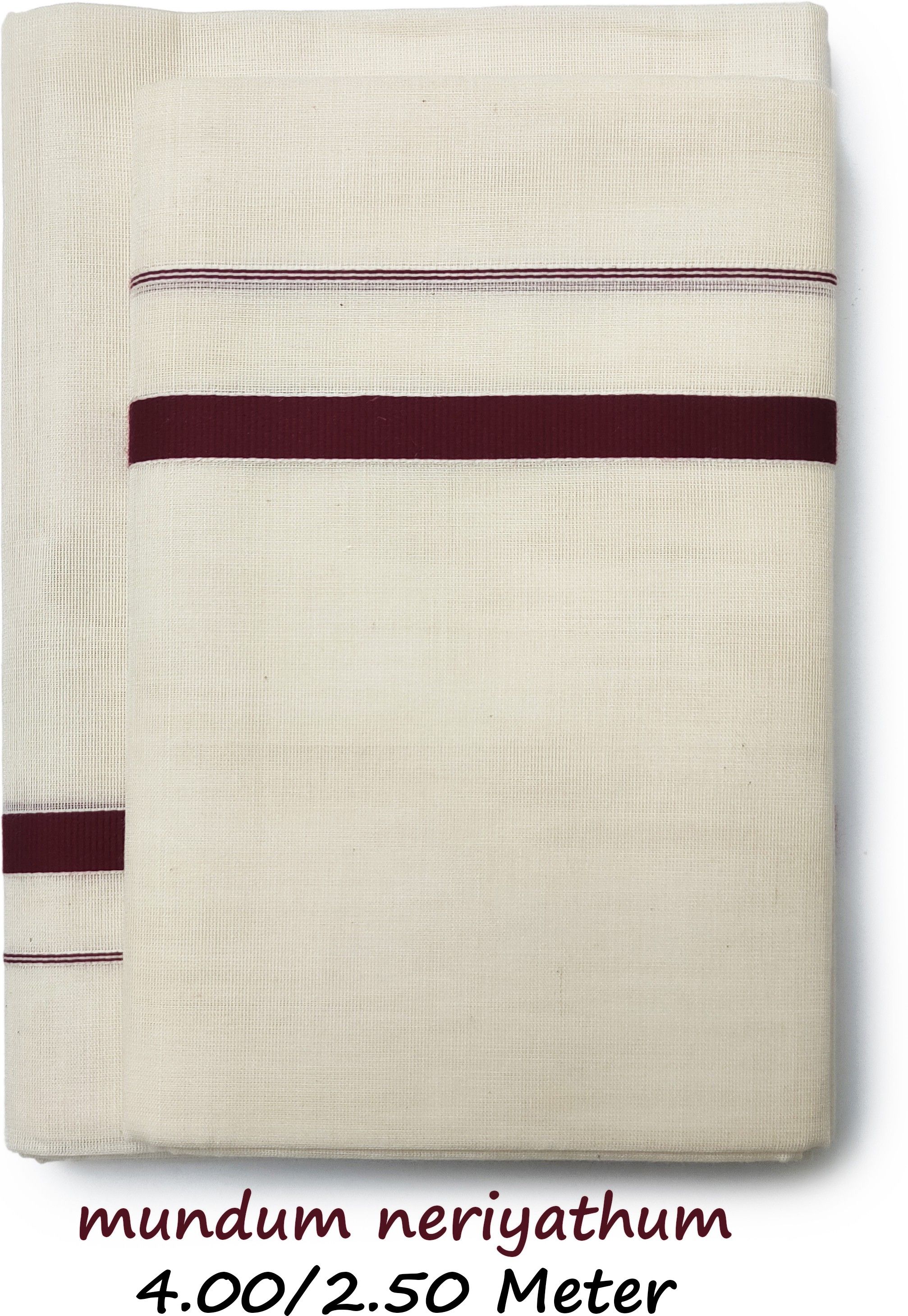Vairavaa Tex 100% Cotton | Mundum Neriyathum | 4.00/2.50'meter Double set mundu | Solid, Self Design Women Dhoti-picture-33