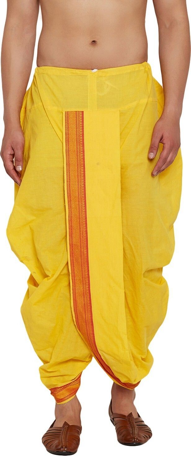 SOJANYA Men Comfortable Readymade Dhoti cotton Silk free size Solid Men Dhoti-picture-12