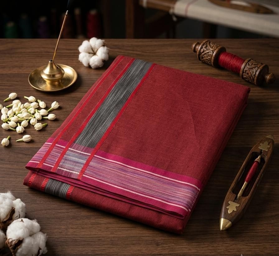 Viswas tex Maroon Self Design Men Dhoti-picture-45