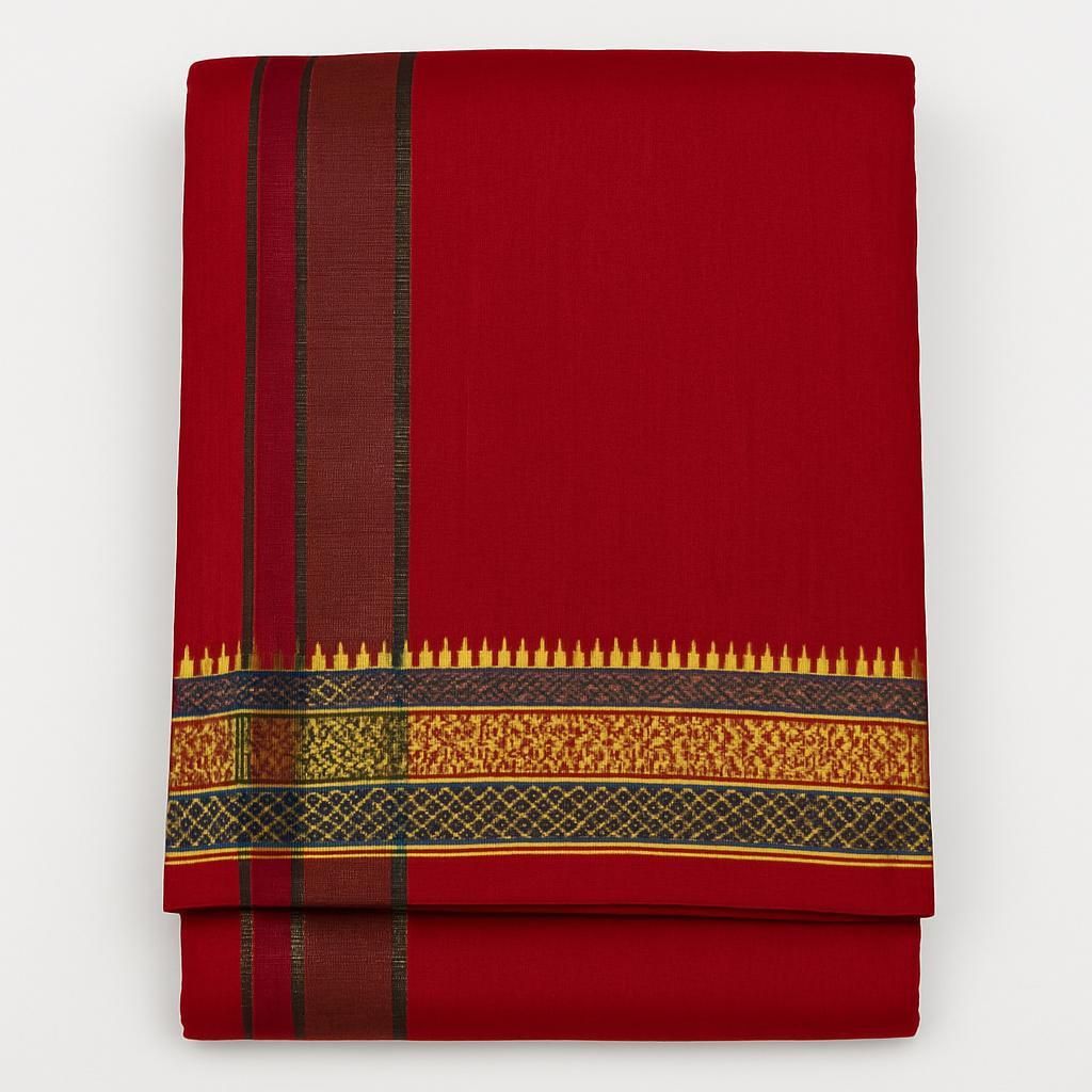 arsa lifestyle Panchakacham Dhoti Set-red Woven Men Dhoti-picture-18