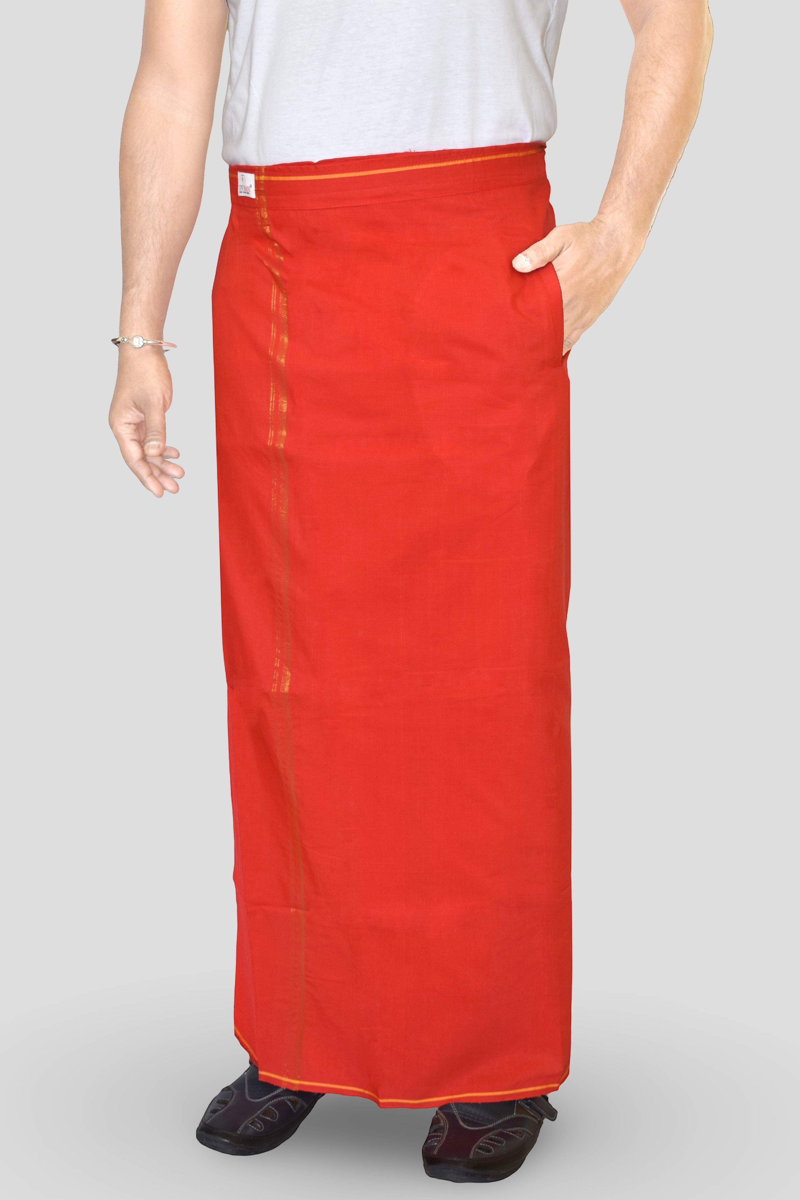 TUNI MANI President Cotton Welcro Pocket Dhoti, Adjustable Size 28-44 Inches Solid Men Dhoti-picture-11