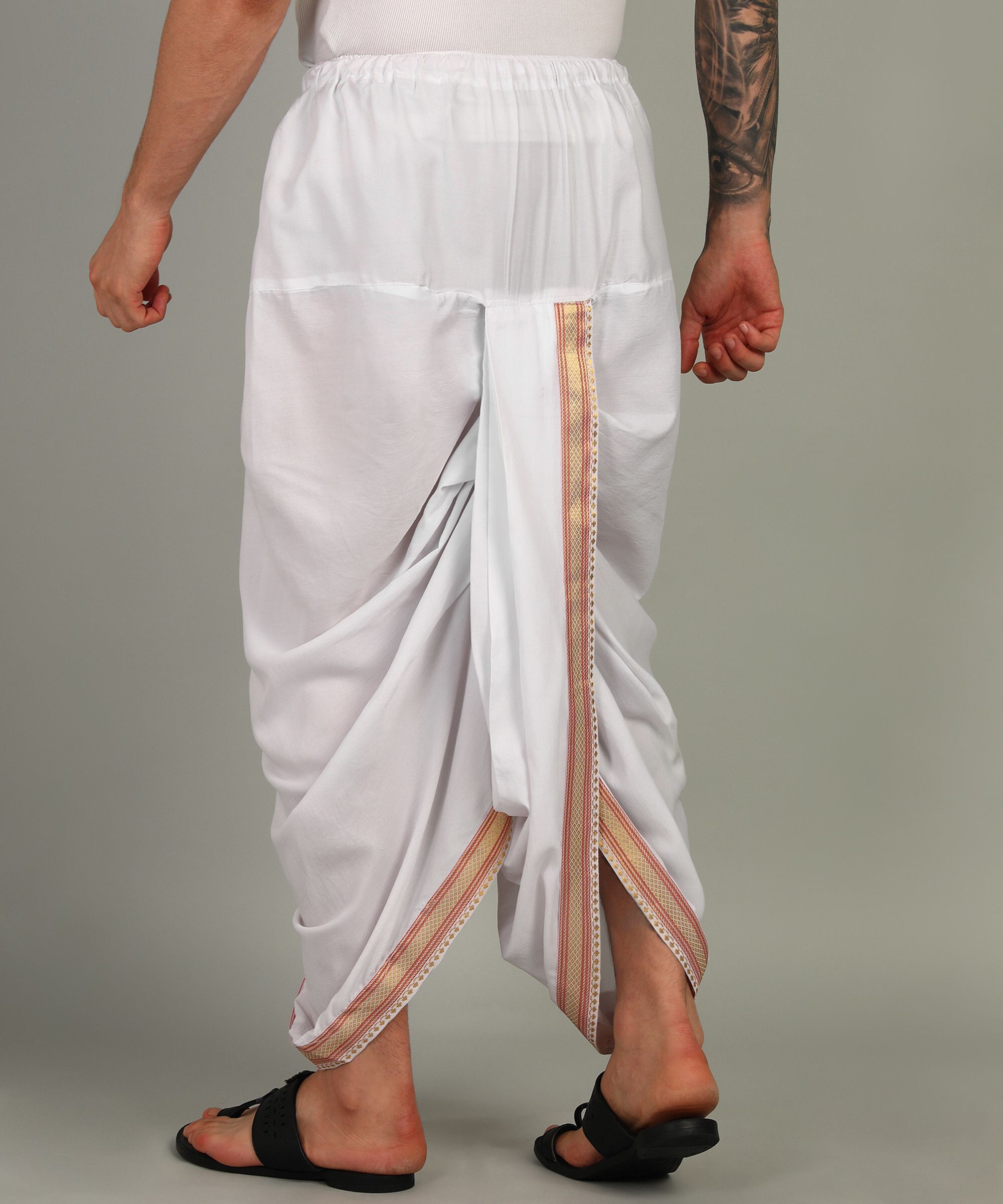 Radhika Handloom Embroidered, Striped, Solid Men Dhoti-image-38