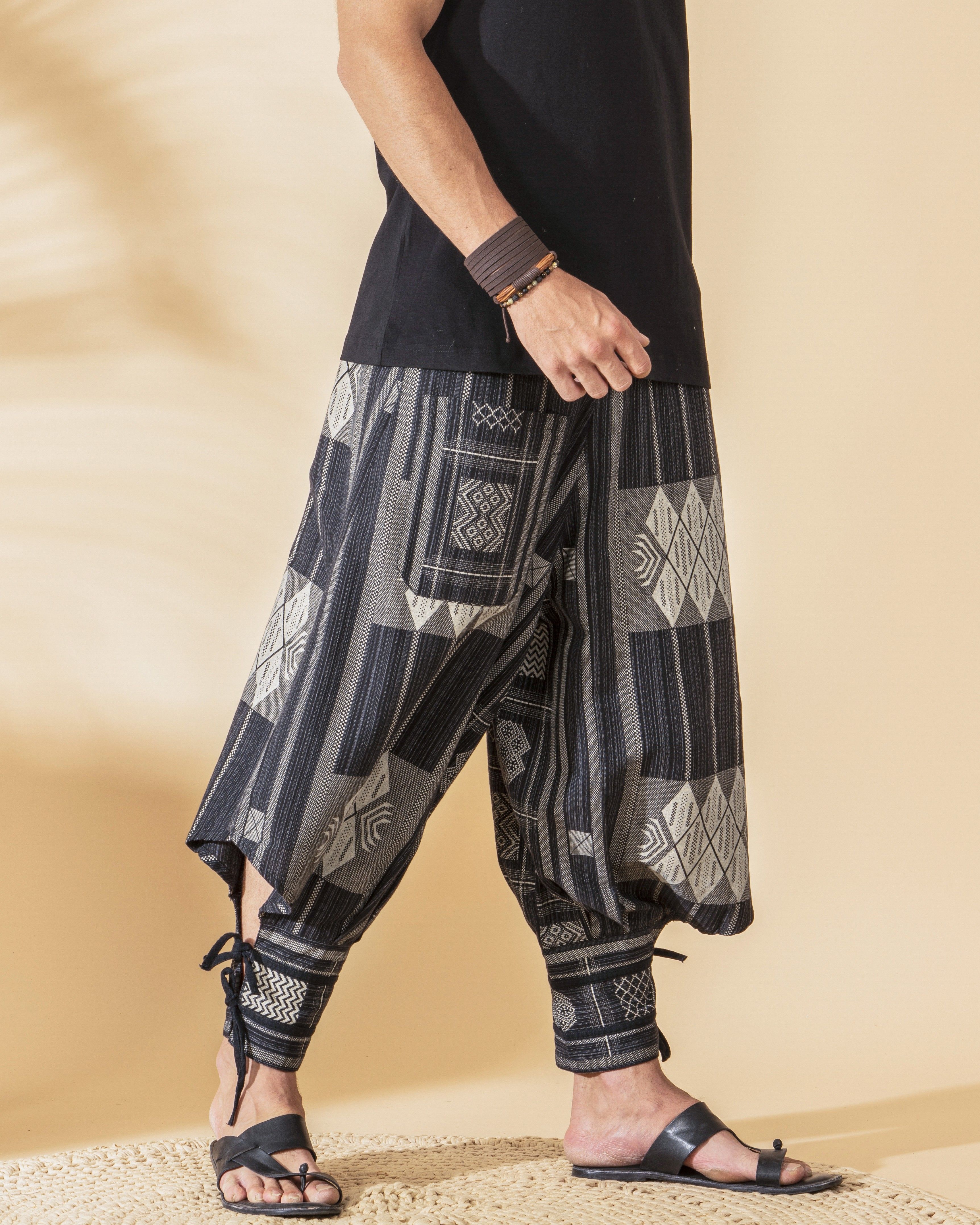 Printed Cotton Lycra Blend Men Harem Pants-image-17