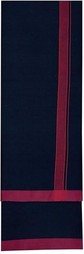 YETTALAN Mens Temple Wear Stunning Black Mundu Maroon Border 100% Cotton Vesti 2 Meters Solid Men Dhoti-picture-16
