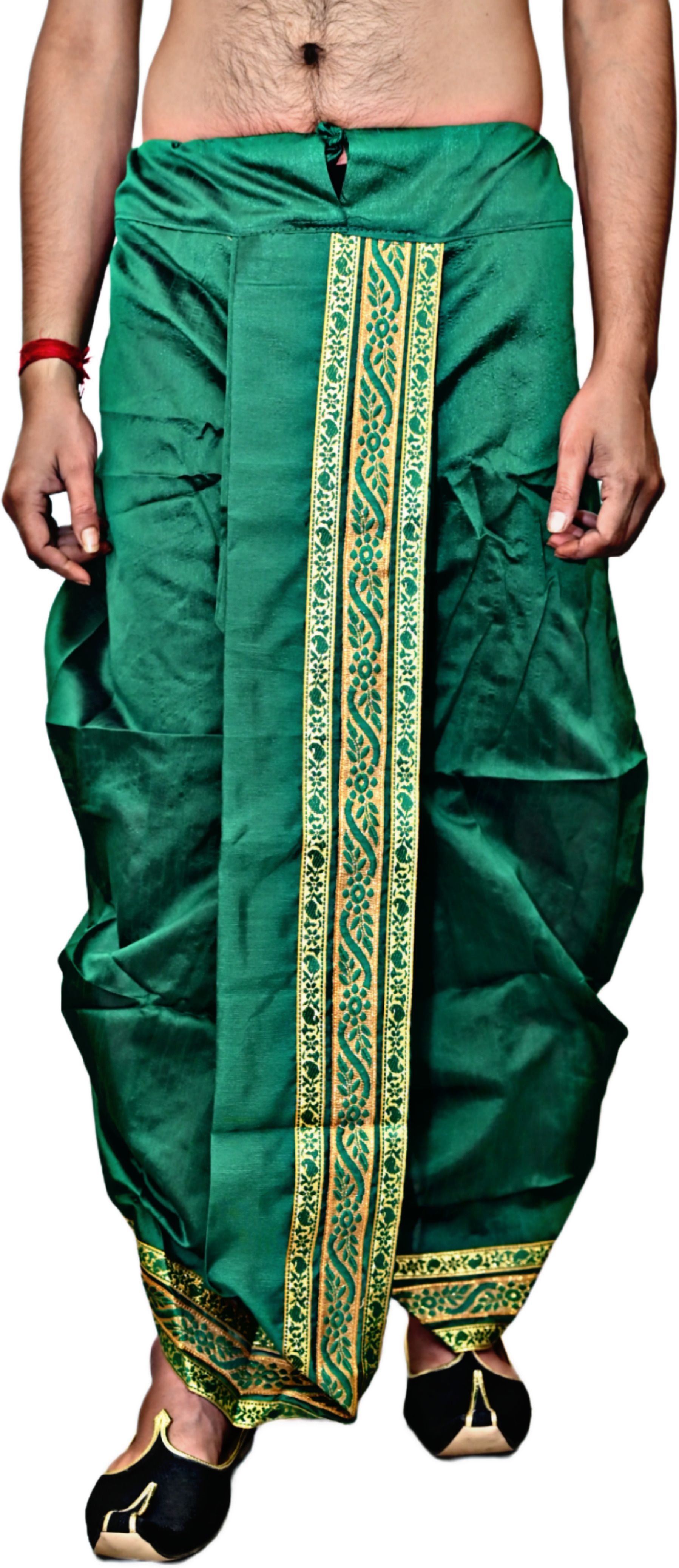 AMIT ONLINE Readymade Elastic Silk Dhoti for men, Free Size, Ready to wear Dhoti Only Embroidered Men Dhoti-picture-15