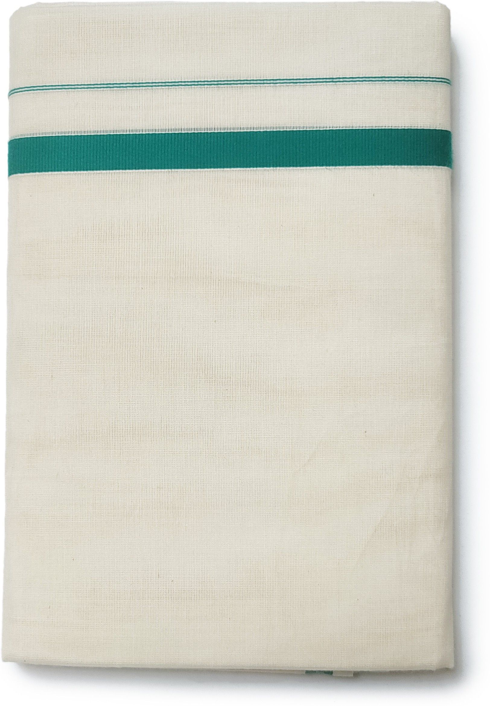 Chithra Fabrics 100% Cotton l Kerala Dhoti | Traditionally Woven 4.00'Meter Double Mundu l With Attractive ½'Inch Ramar green Border Solid Men Dhoti-picture-10