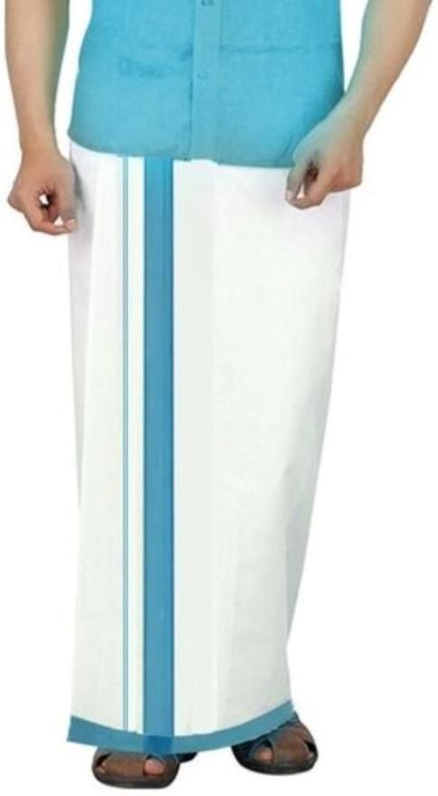 YuviKrissh Men's Traditional White Cotton Free Size Dhoti 4.50 Meter Long With Big Border Solid Men Dhoti-picture-22