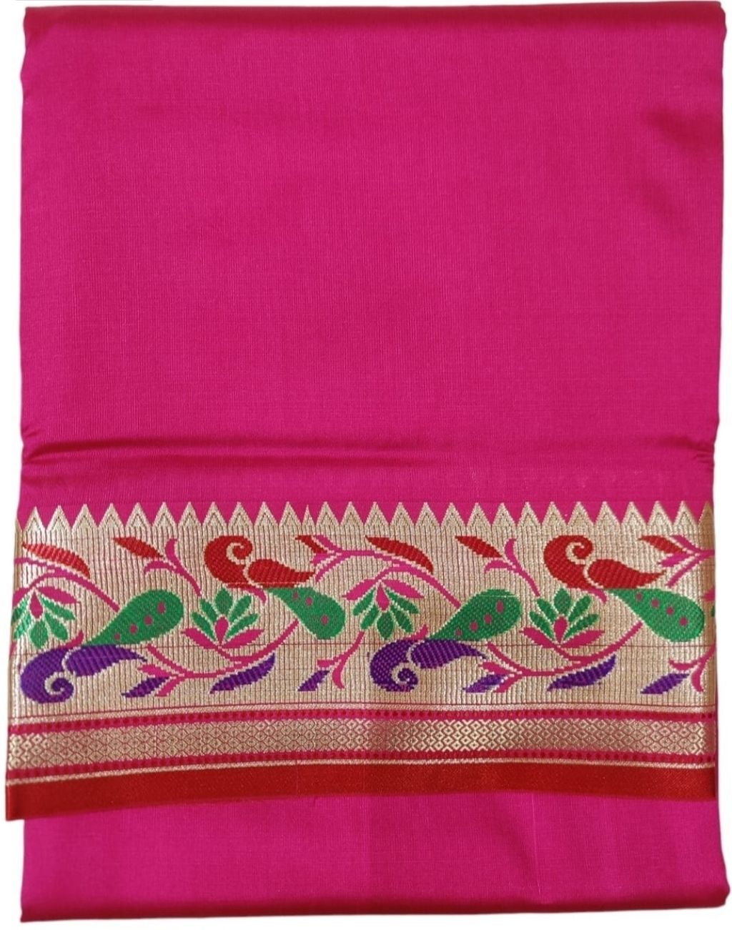 Ishrattextile Traditional Fancy Man Silk Dhoti and Dupatta With Peacock Border Rani Woven Men Dhoti-picture-13