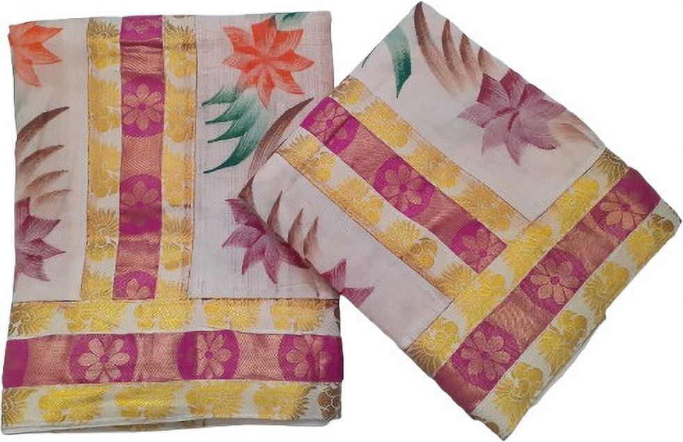 Darps Women's Striped with Fancy Lace & Floral design Hand Painted Setmundu Chevron/Zig Zag, Floral Print, Self Design Women Dhoti-picture-20