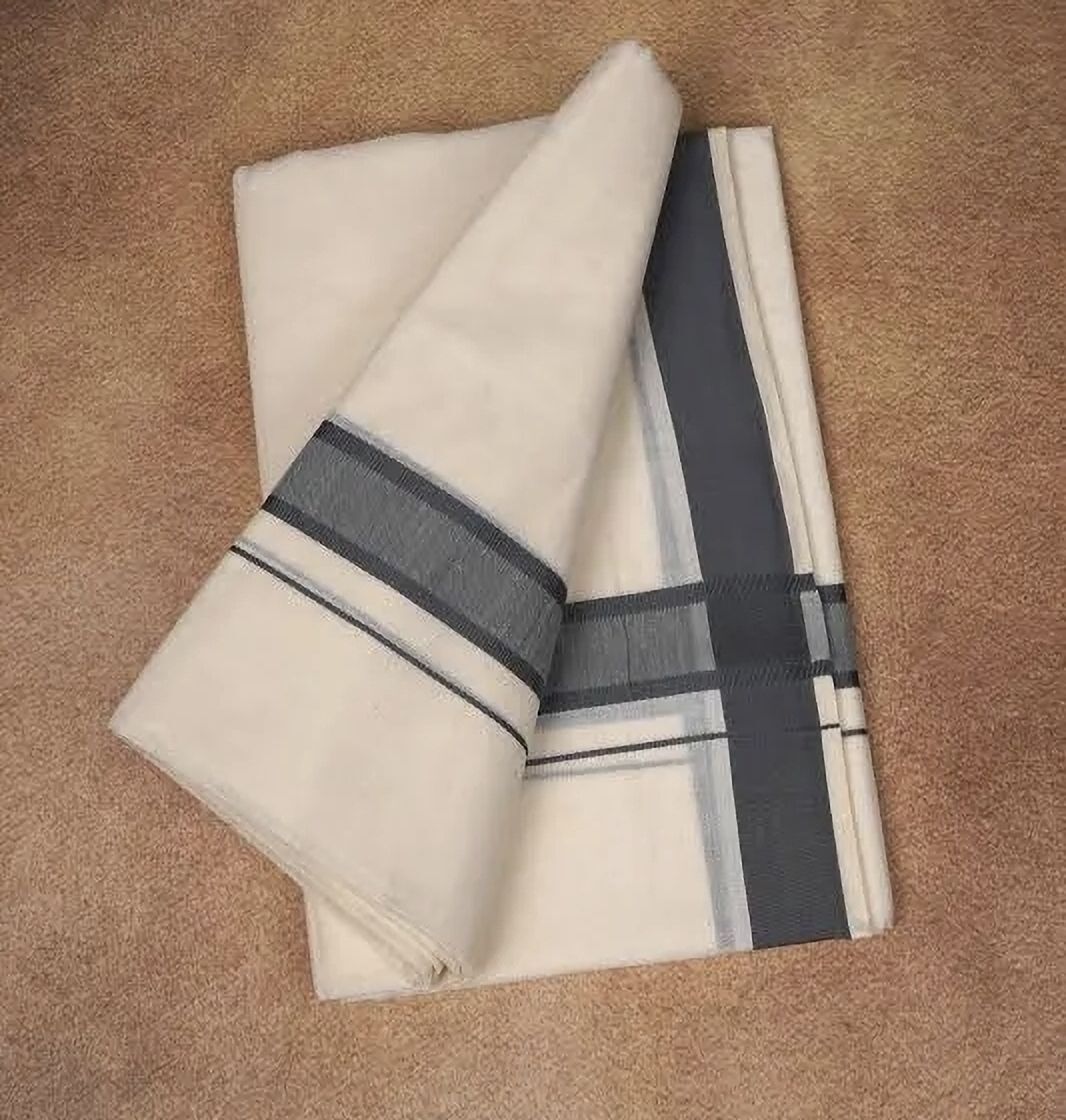 NANMAYA Men Cotton Double Layer Cream Dhoti with 1" Black Border 4 Mtrs Solid Women Dhoti-picture-21