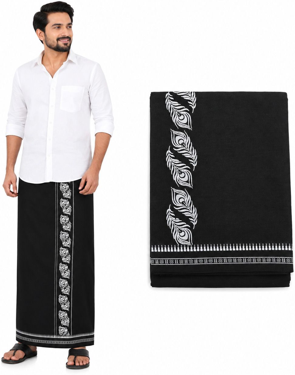 SAHASA L.Green M Striped Men Dhoti-image-4