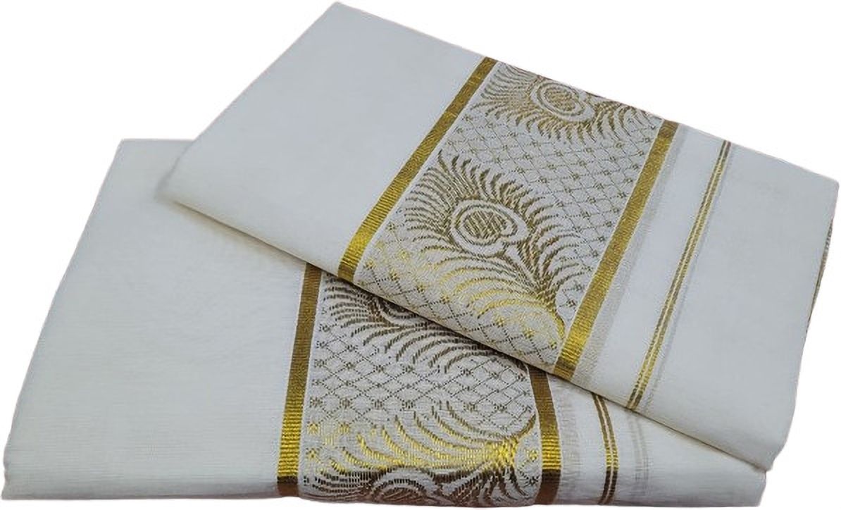 jagasree collections Kerala Kasavu jacquard gold woven zari Single Set mundu | Length 2 x 2.80 meters Women Dhoti-image-22