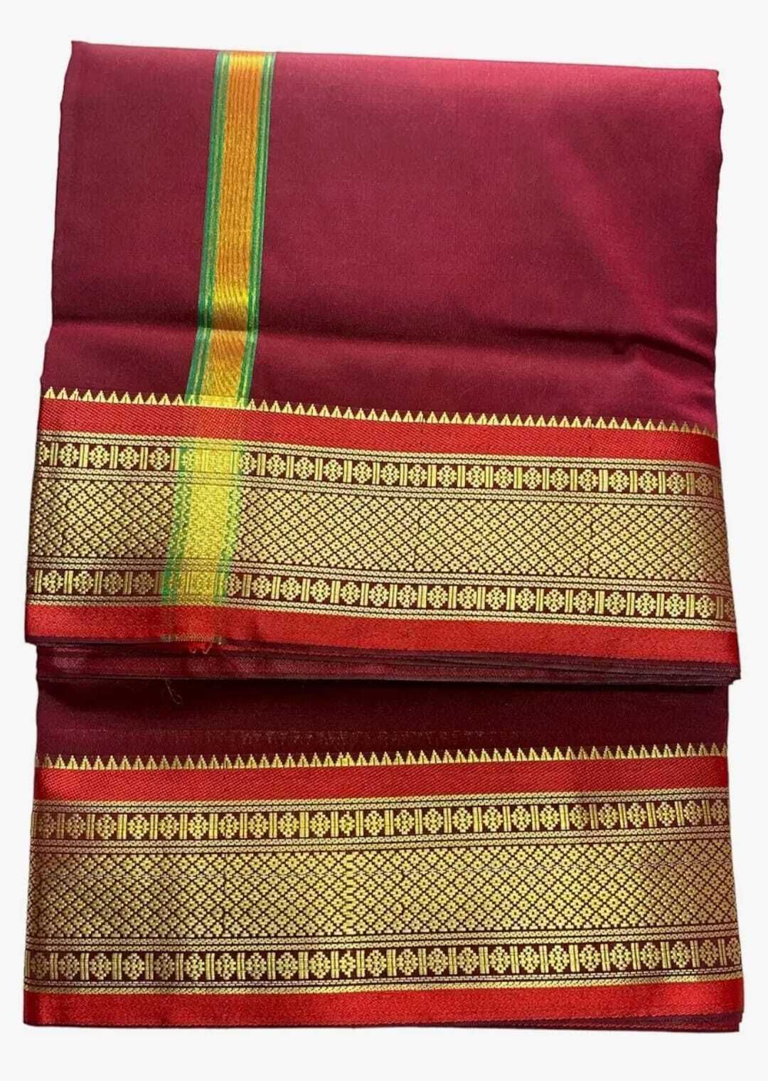KIRAN SILK Traditional Fancy Man Silk Dhoti & Dupatta Maroon Woven Men Dhoti-picture-11