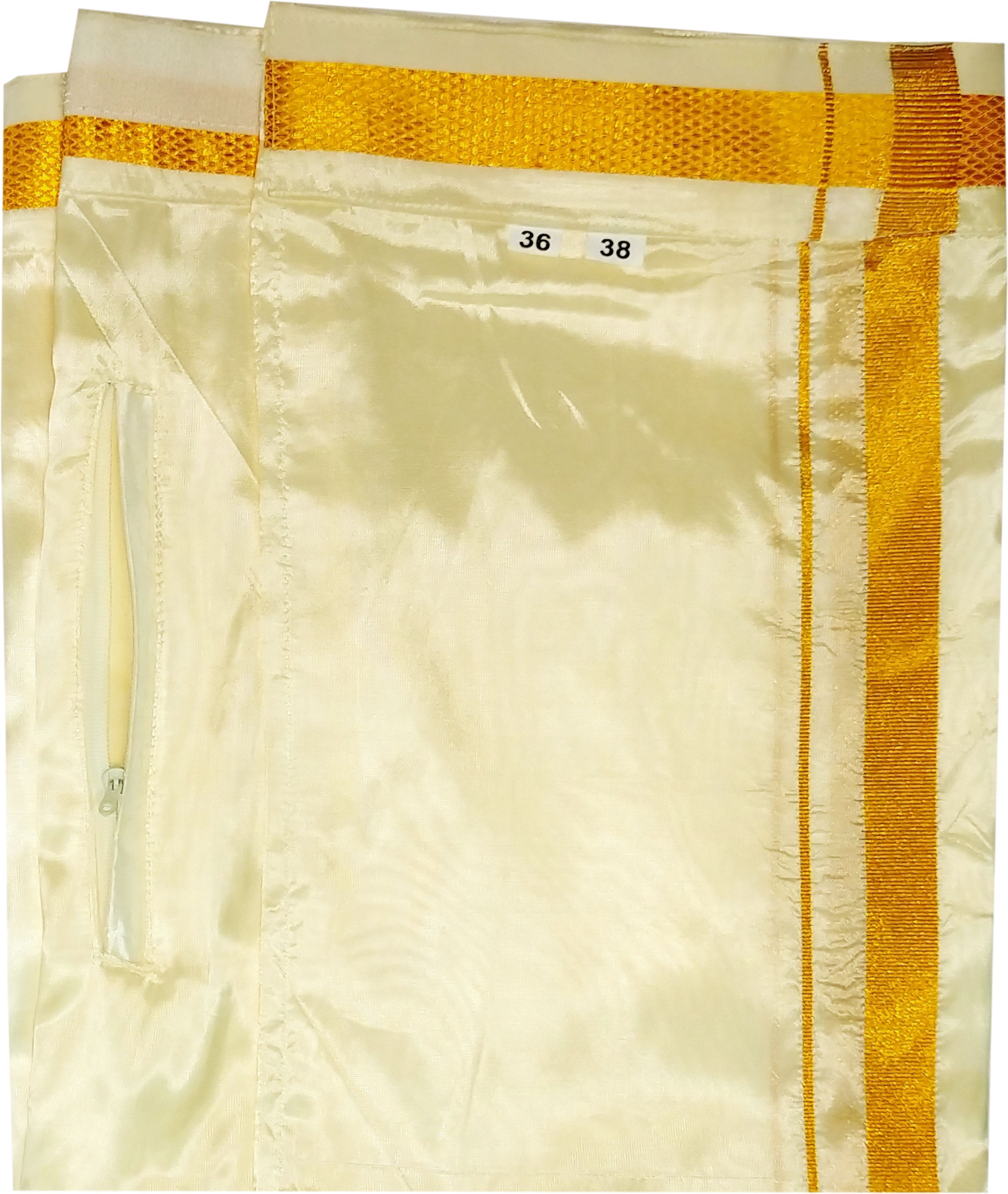 YETTALAN Mens Art Silk Cream 32-34 Velcro and Zip Pocket Solid Men Dhoti-picture-22
