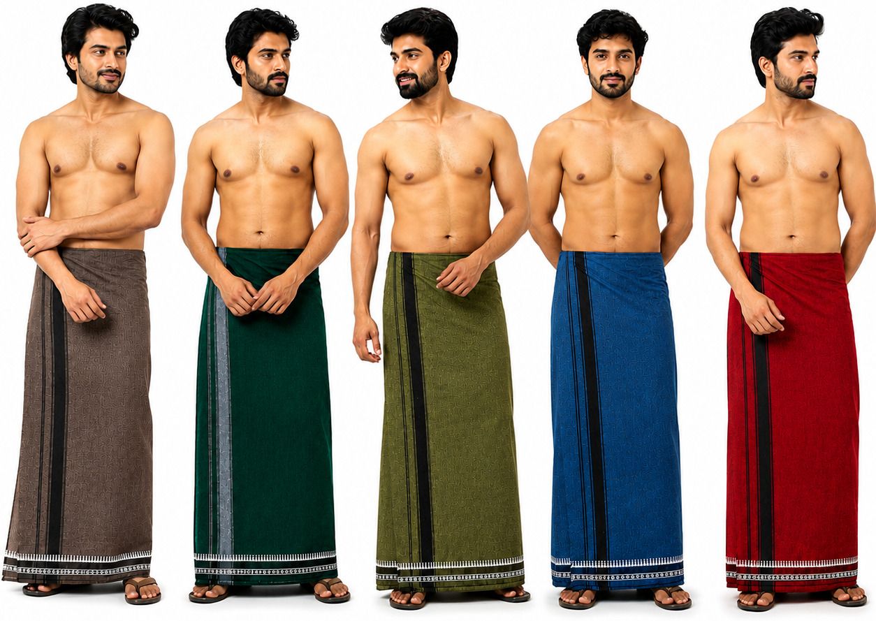 SAHASA Stripe Pack of 3 Striped Men Dhoti-picture-17
