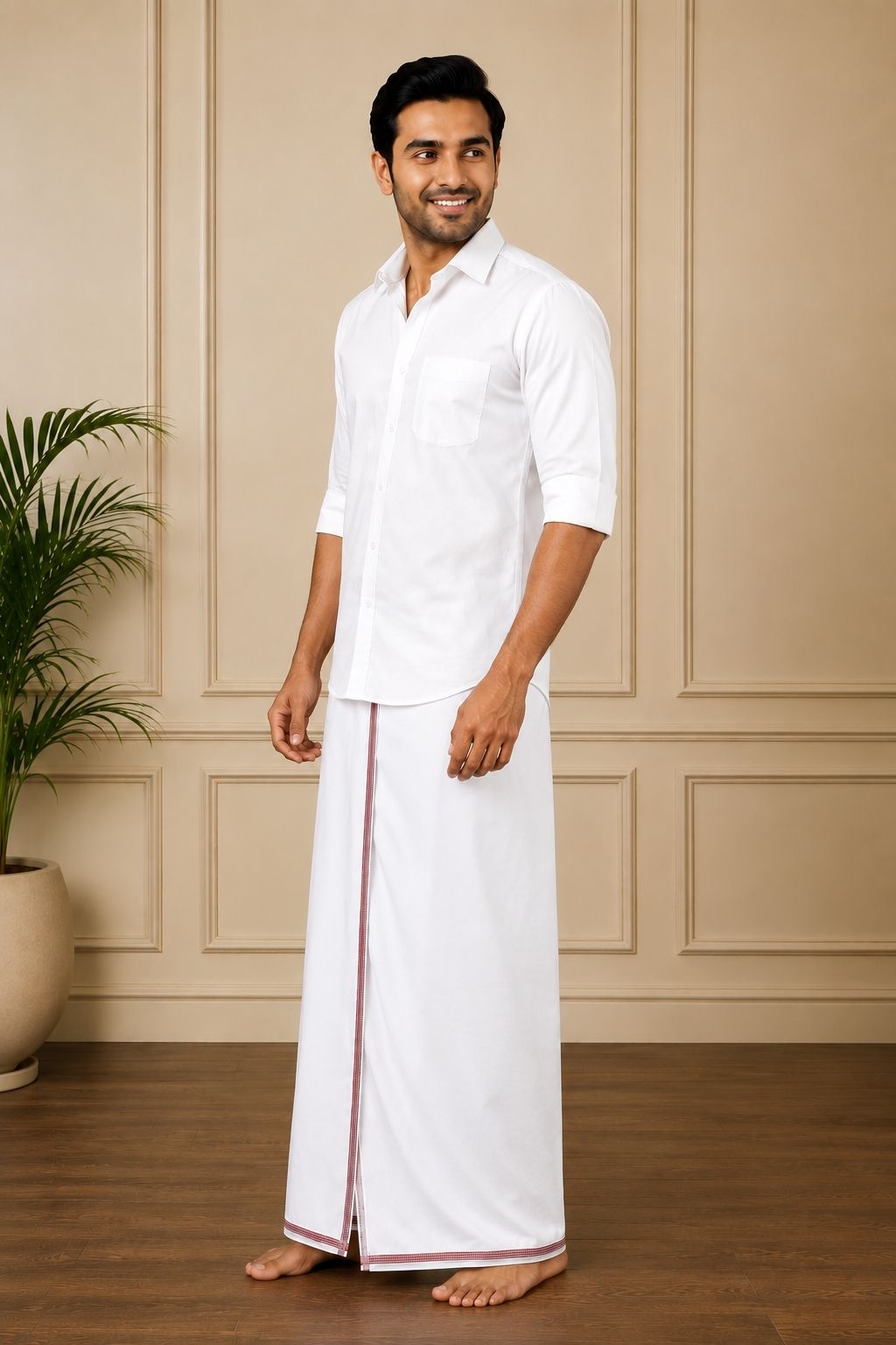 Sahu brother pure cotton dhoti free size pack of 2 white Men Dhoti-image-42