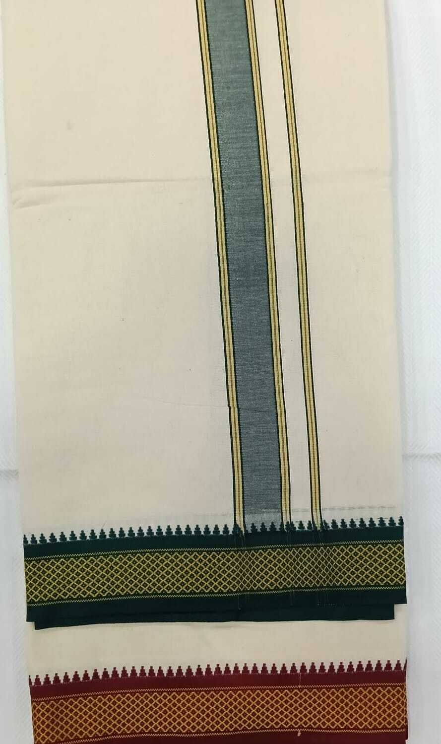 Vadasery 3.6 M/ 8 Muzham Unbleached 5 kan Mayilkan Men Dhoti-picture-47
