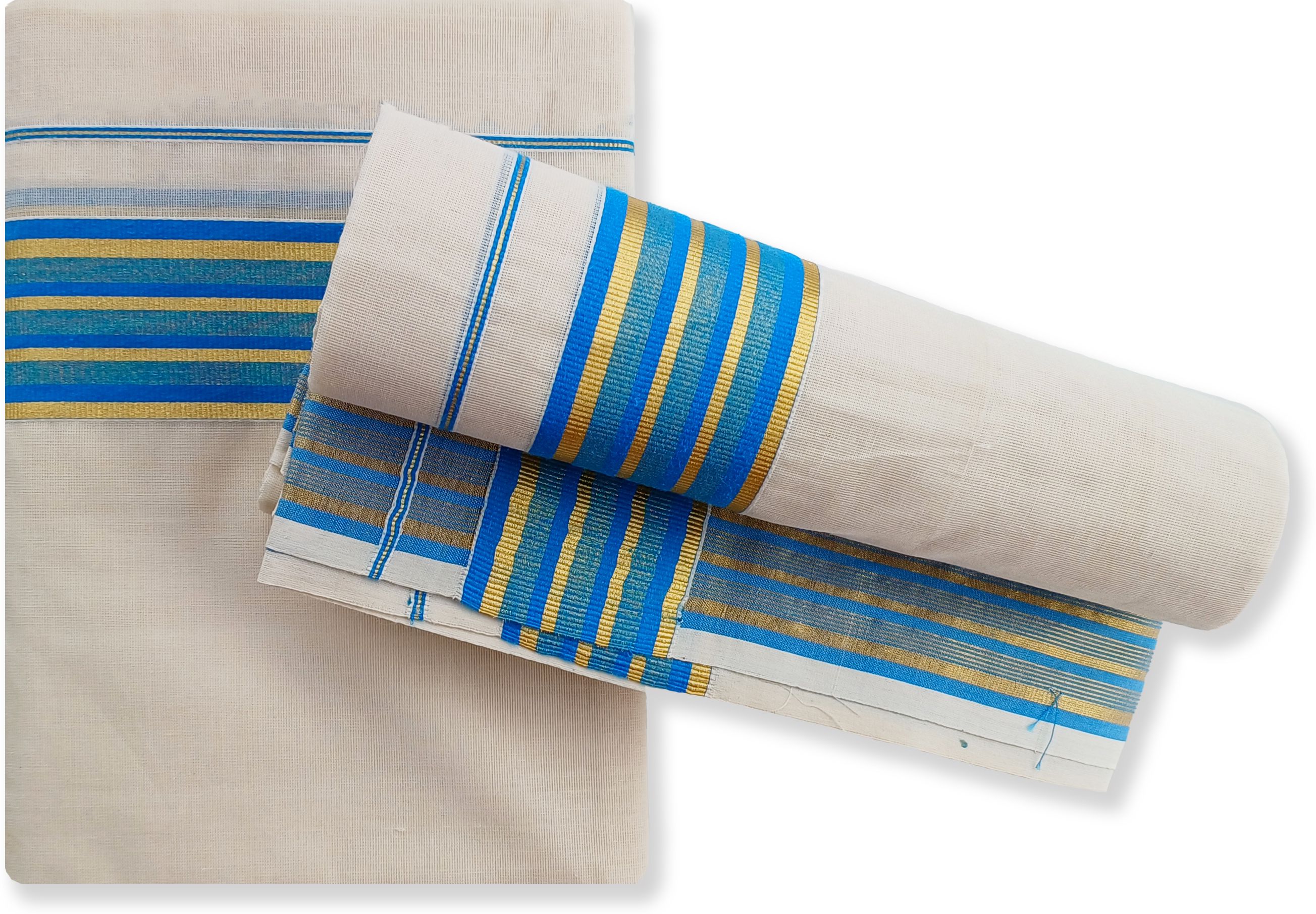 Chithra Fabrics CF 4200 Double Set Sky Blue Solid Women Dhoti-image-6