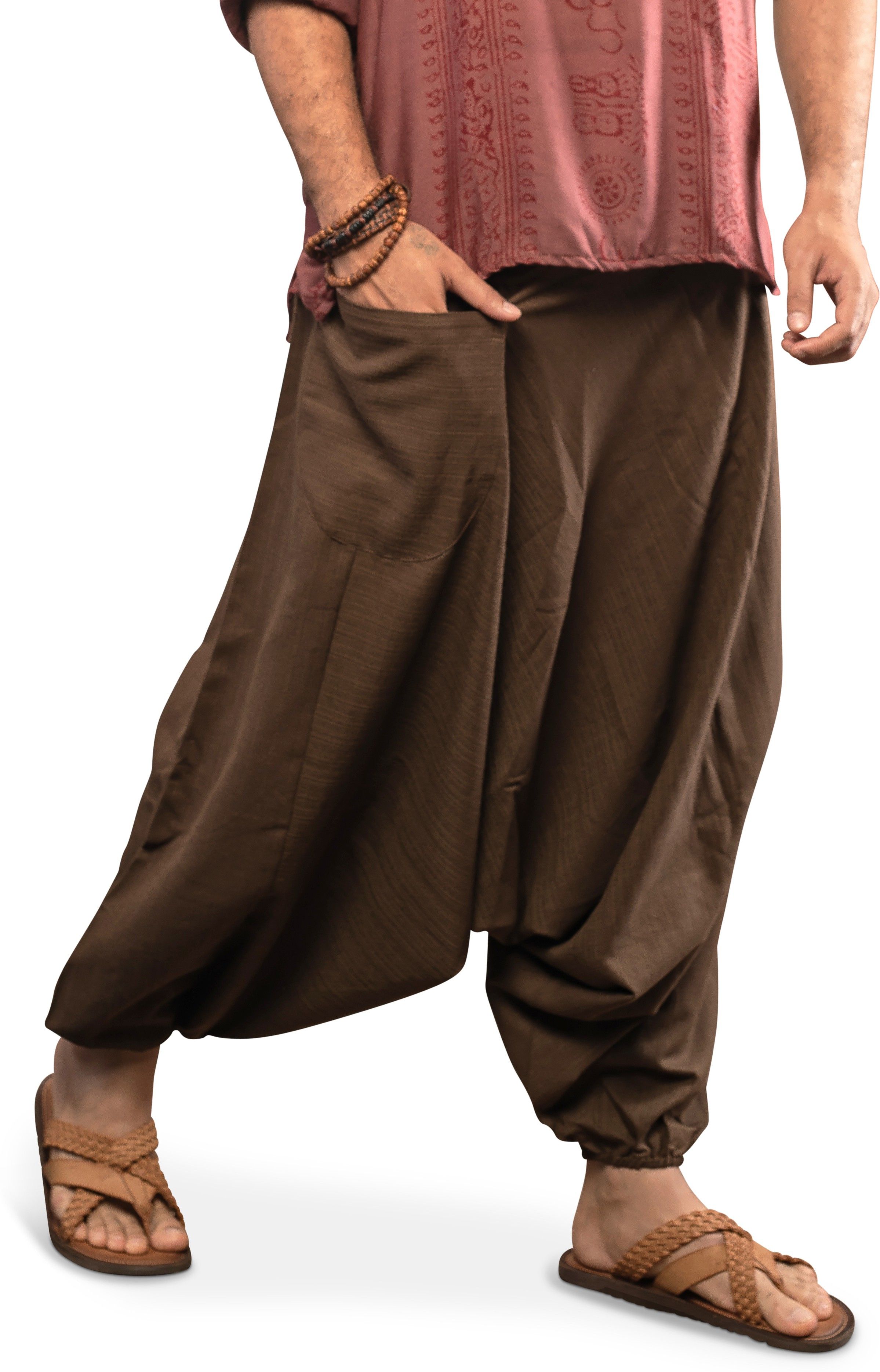 Solid Cotton Men Harem Pants-image-26