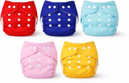 Baby Washable Cloth Diapers Combo of 5 Nappies with 5 Layered Diaper Bag Dispenser