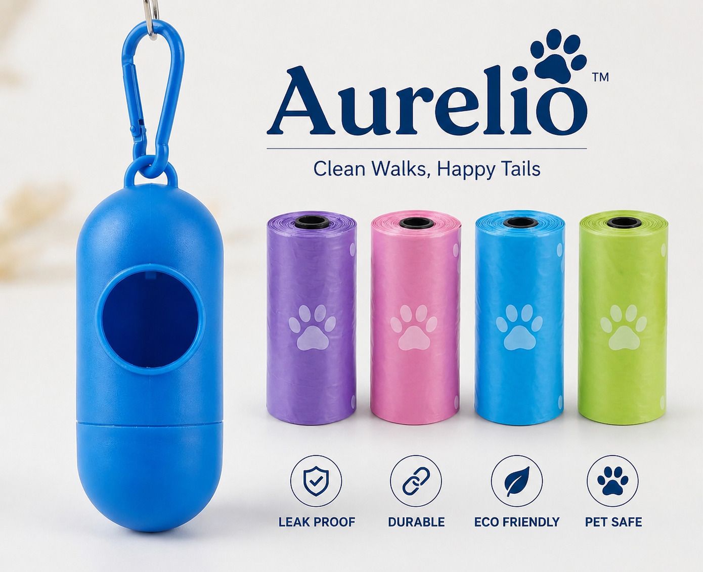 aurelio Dog Poop & Diaper Disposal Bags with Dispenser | 4 Rolls x 15 Bags Diaper Bag Dispenser-picture-21