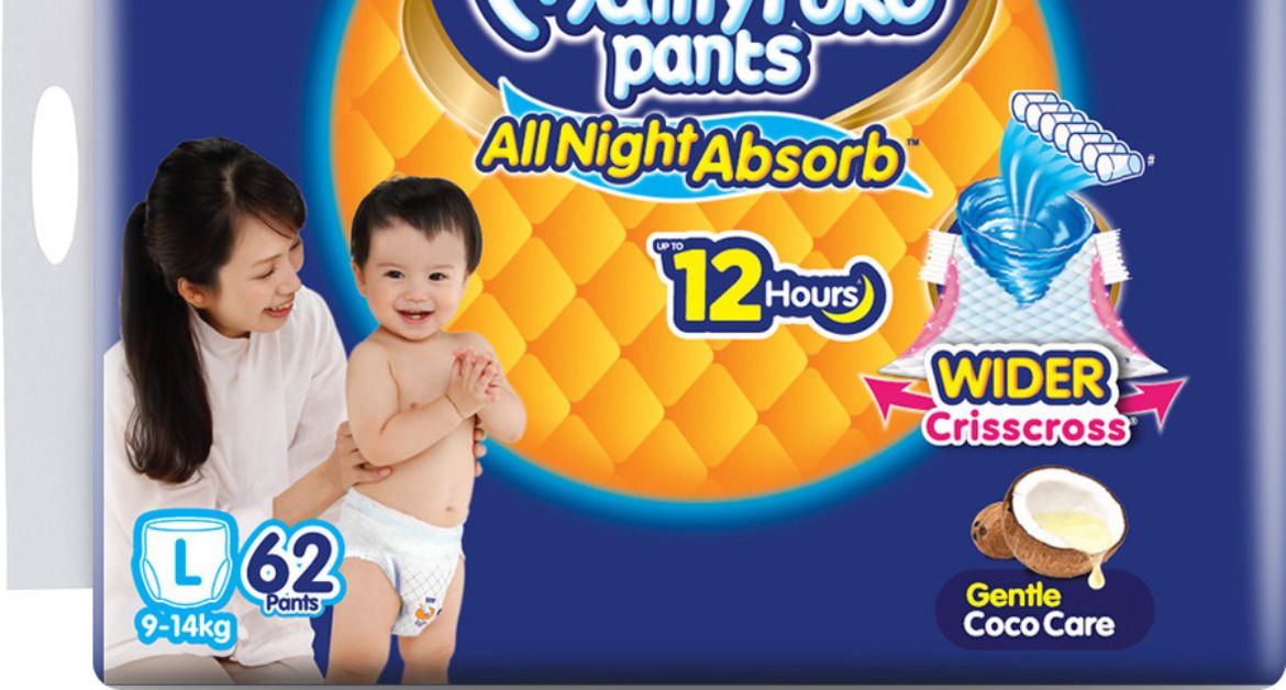 Pants All Night Absorb,Coco Care & 12hr Leakage Protection - L (62 Pieces) Diaper Bag Dispenser