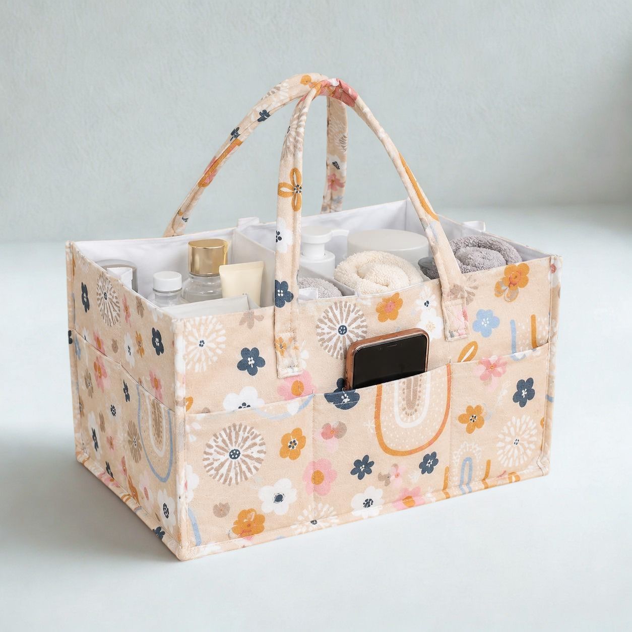 kemiv Flower Pattern Baby Nappy Caddy with Removable Dividers diaper bag-picture-37