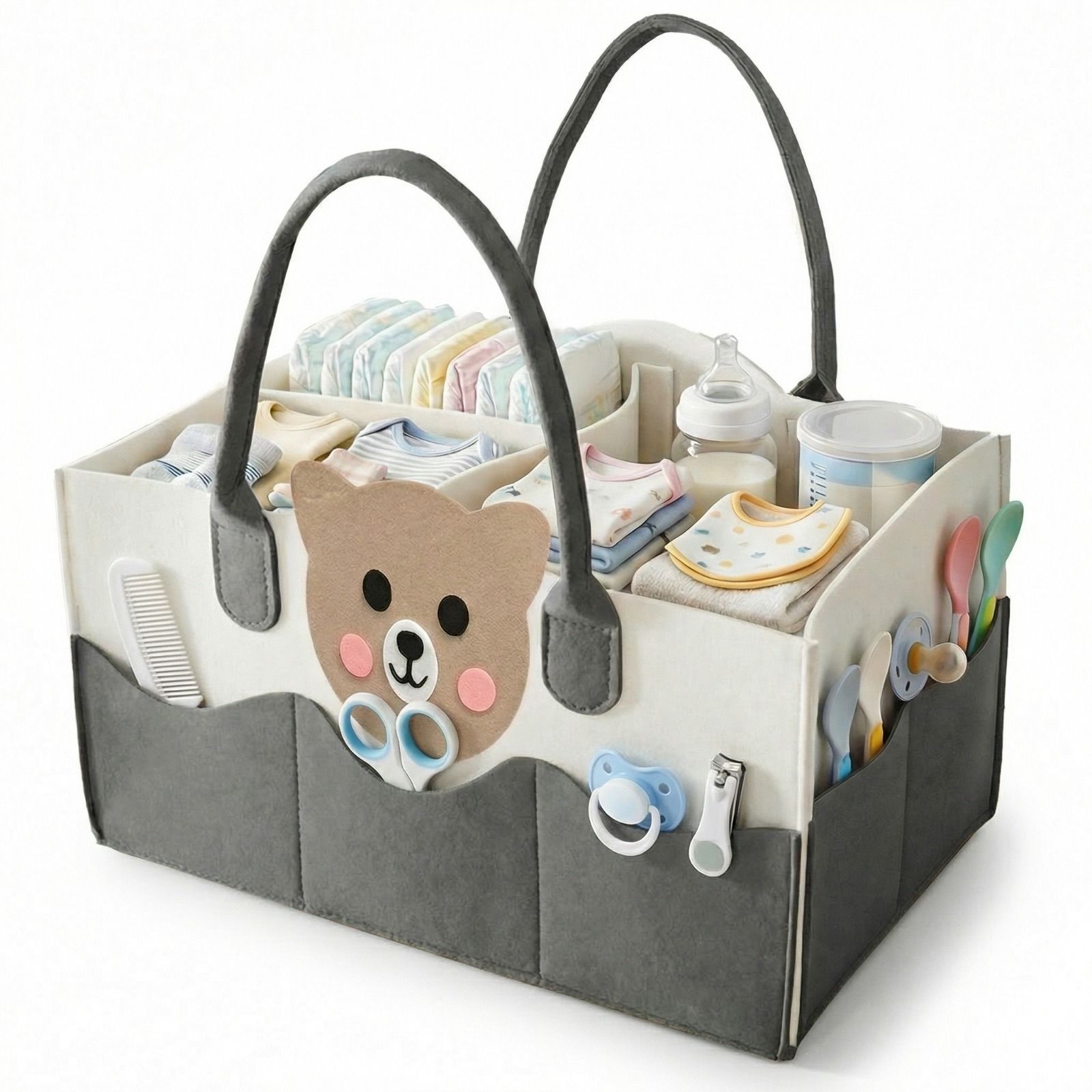 tony stark Diaper Caddy Bag Caddy Organizers, Foldable and Portable Felt Storage Basket Newborn Baby Diaper Storage Organizer-picture-1
