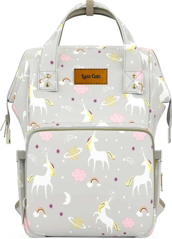 Baby Diaper Bag for Mothers Waterproof Backpack Multiple Pockets (unicorn grey) baby diaper bag-image-5