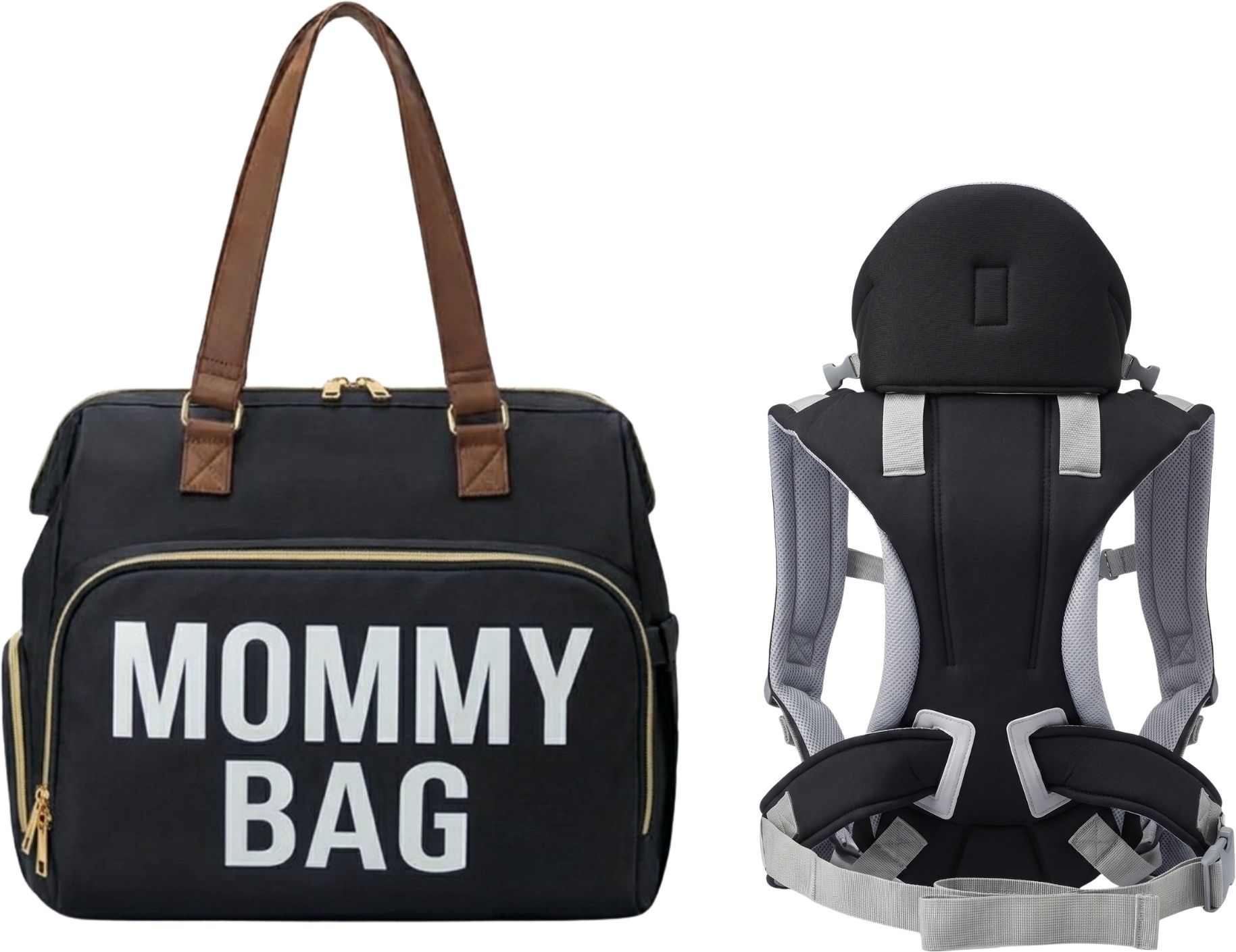nikkipuchu Blue & Black Mommy Bag with Ergonomic Baby Carrier Set Baby Carrier-picture-44