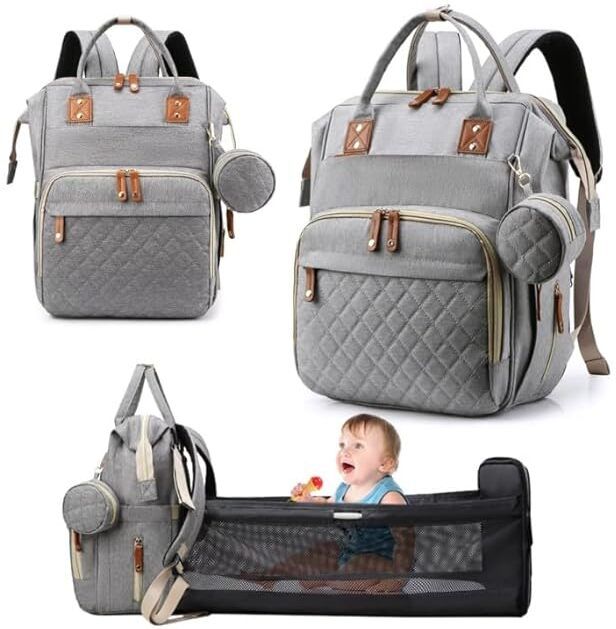 excite shoppers Diaper Bag with Changing Station & Foldable Bassinet Diaper Backpack for Mom Diaper Bag-picture-28