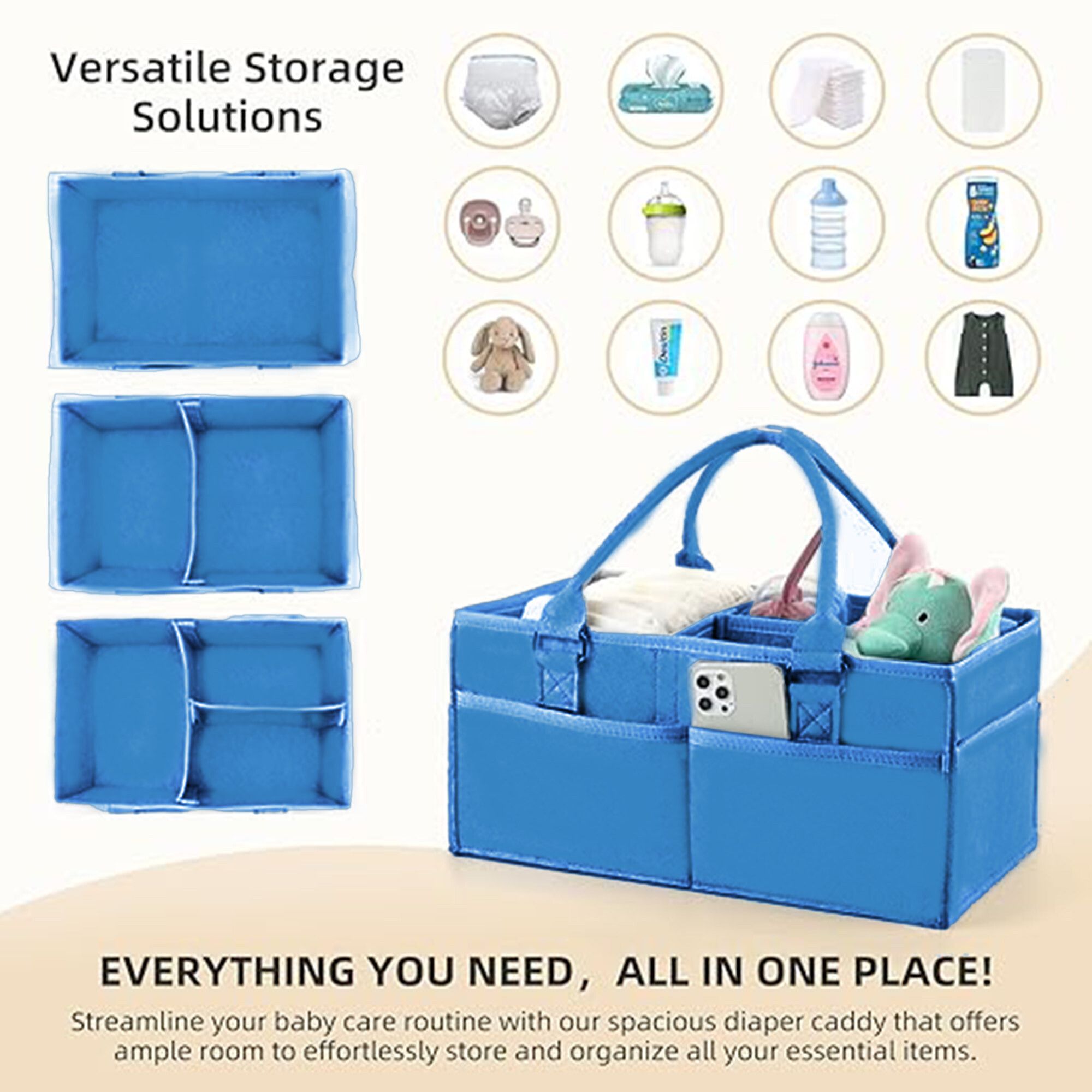Multifunctional Caddy Organiser Storage Mother Baby Diaper Bag Foldable Storage Organised Bag-image-20