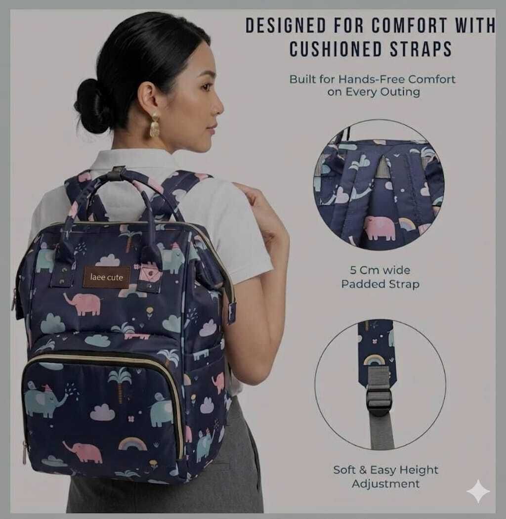 aby Diaper Bag For Mothers Spacious Waterproof Backpack With Multiple Pockets printed baby daiper bag-image-13