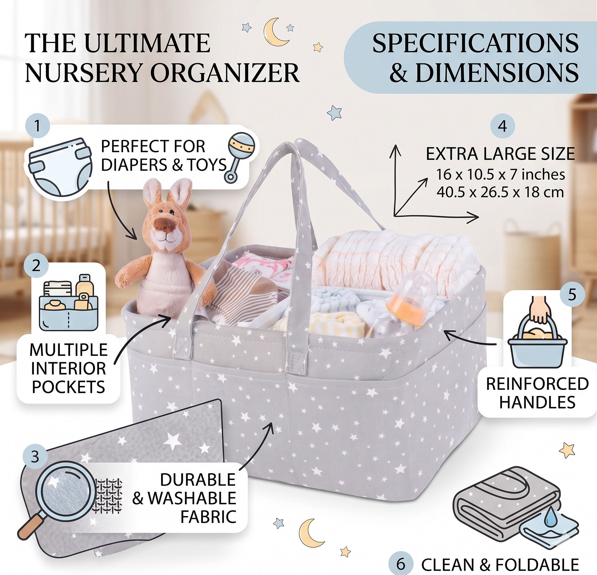 Cute Diaper Caddy Bag For Smart Mothers Baby Diaper Caddy Organizers Tote Diaper Bag-image-33