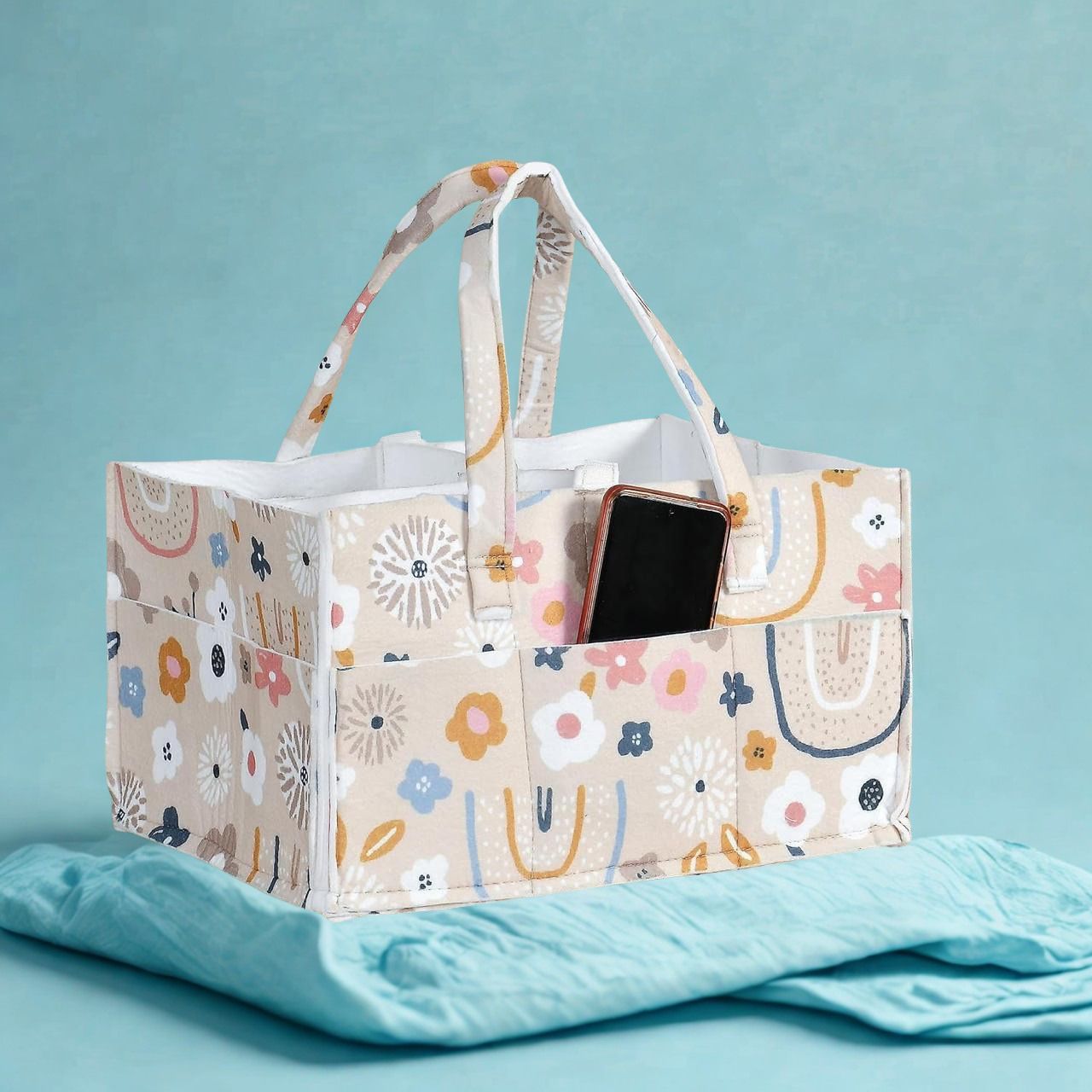 kemiv Flower Pattern Baby Nappy Caddy with Removable Dividers diaper bag-picture-13
