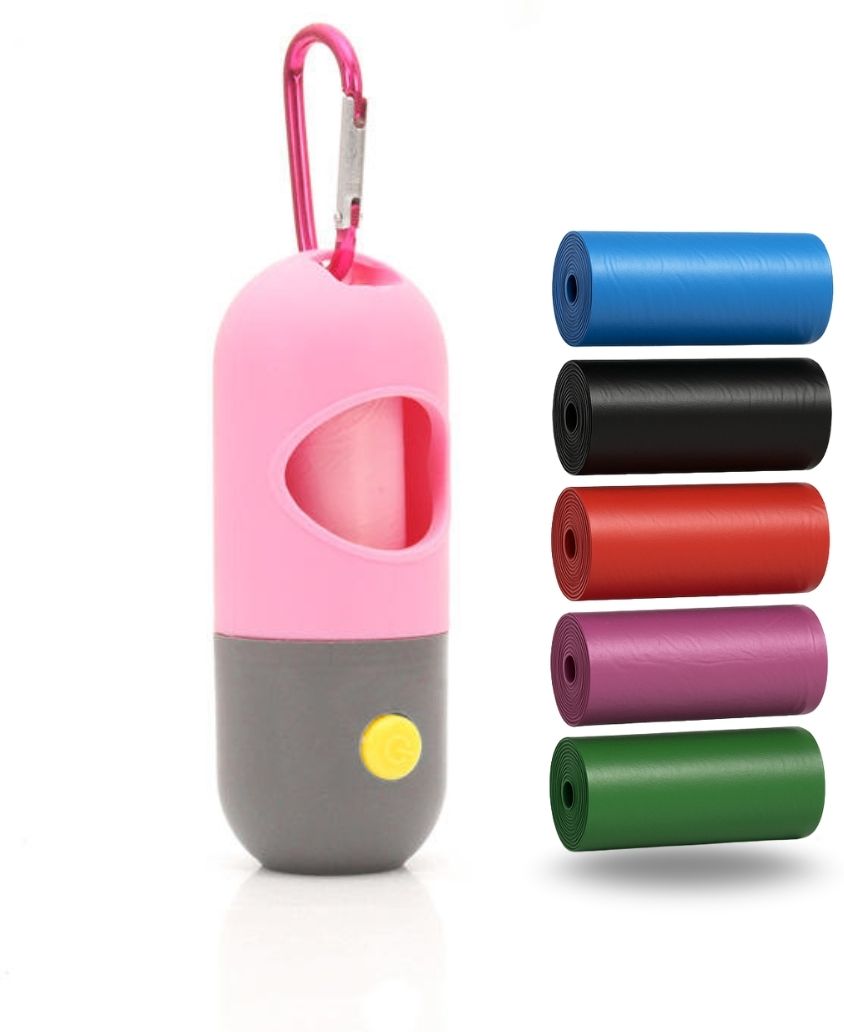 Portable Disposable Baby Diaper Nappy Garbage Bag with LED Flesh Light (1 Capsul and6 Multi Color Garbage Roll)