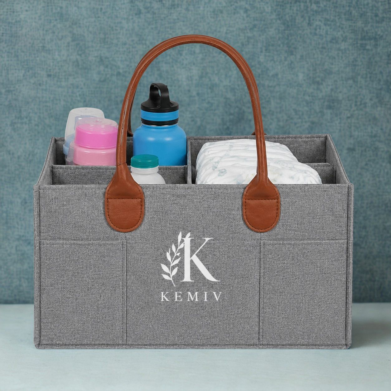 kemiv Foldable Diaper Caddy Bag with Leather Handle diaper bag-picture-42