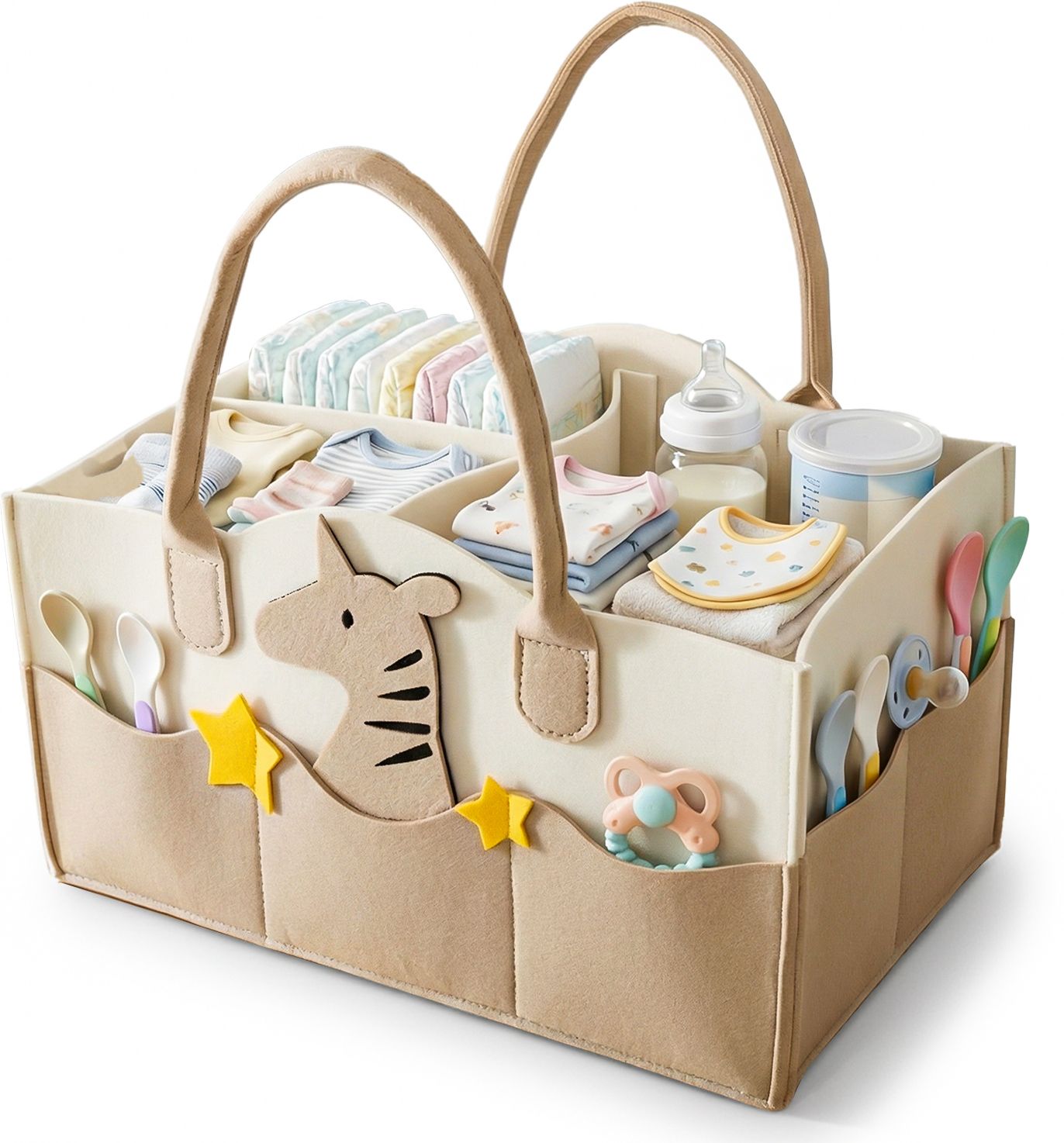 Diaper Caddy Bag Caddy Organizers, Foldable and Portable Felt Storage Basket Newborn Baby Diaper Storage Organizer