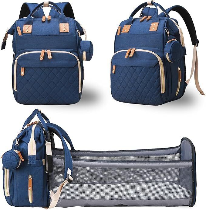 Diaper Bag with Changing Station & Foldable Bassinet Diaper Backpack for Mom Diaper Bag-image-8