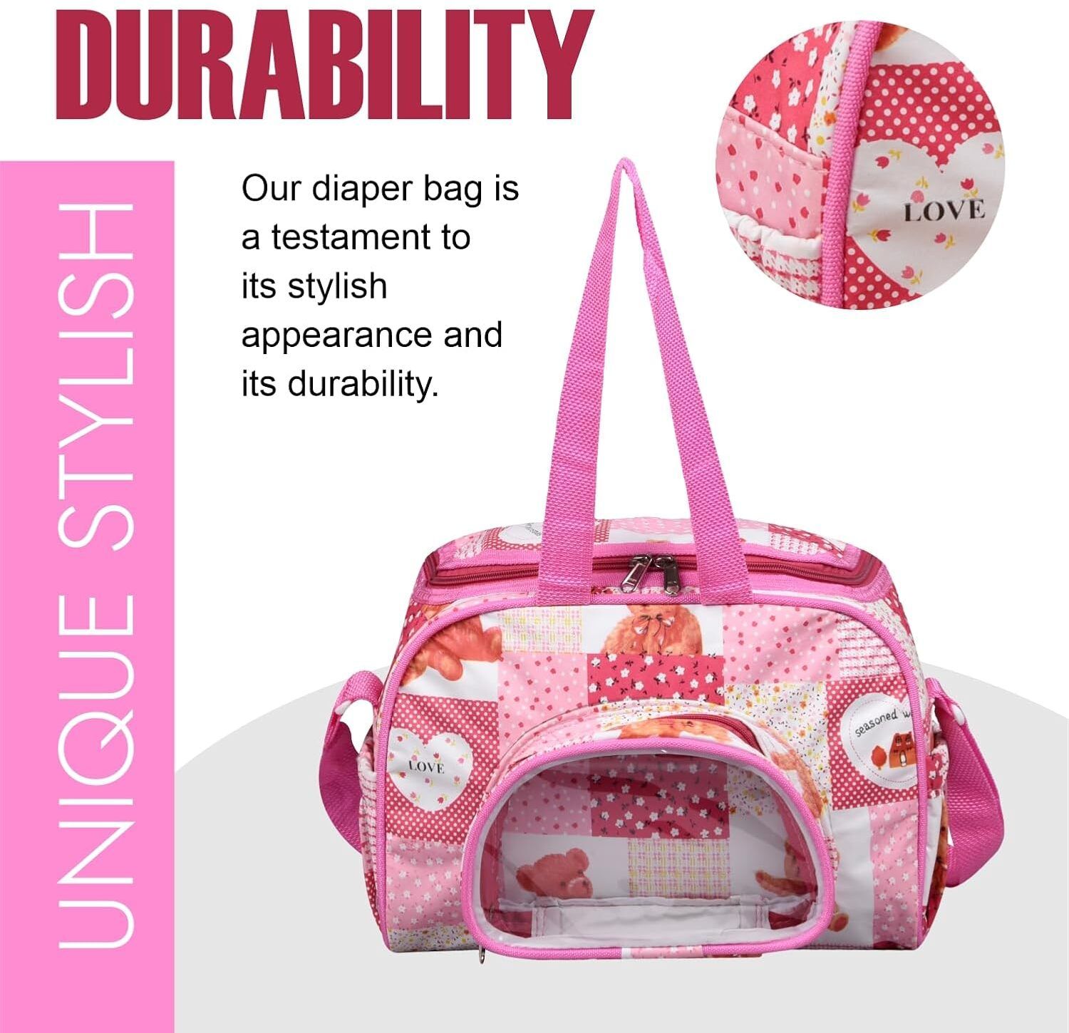 Stylish Baby Diaper Bag Waterproof Travel and Daily Use with Bottle Holder Diaper Bag-image-26