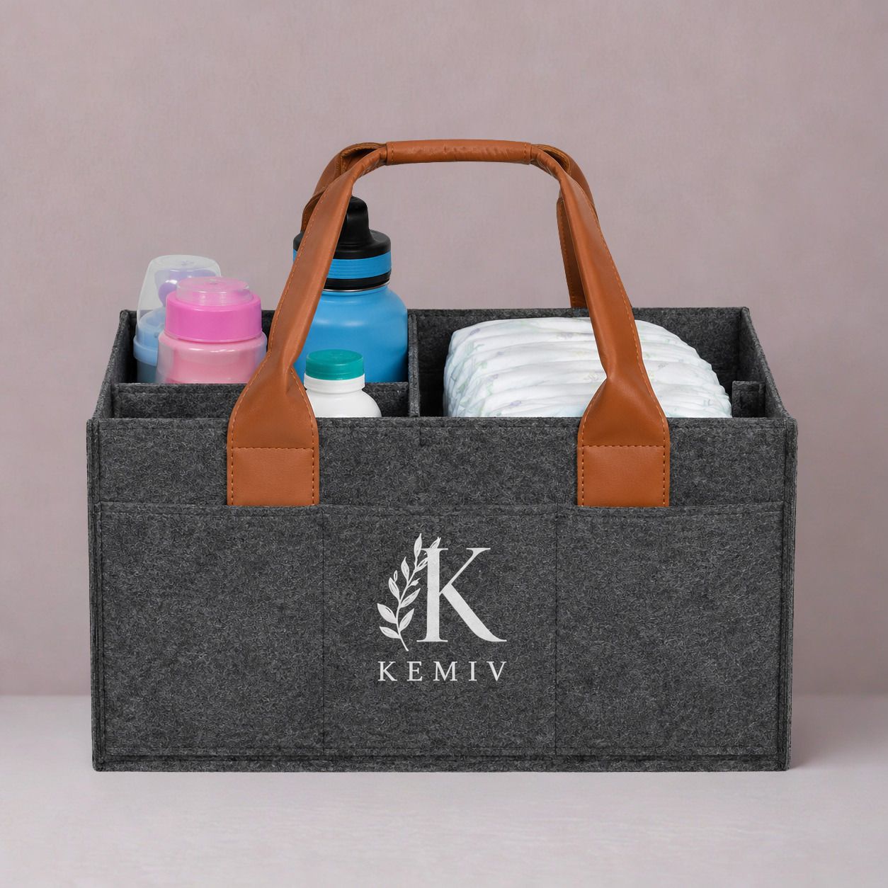 Diaper Bag With Leather Handle For Mothers With Multiple Pockets diaperbag-image-7