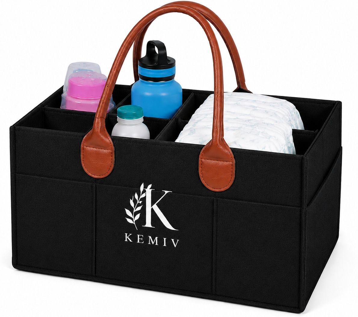 Multi-Purpose and Car Travel Organizer Black leather handle bag diaper bag-image-42