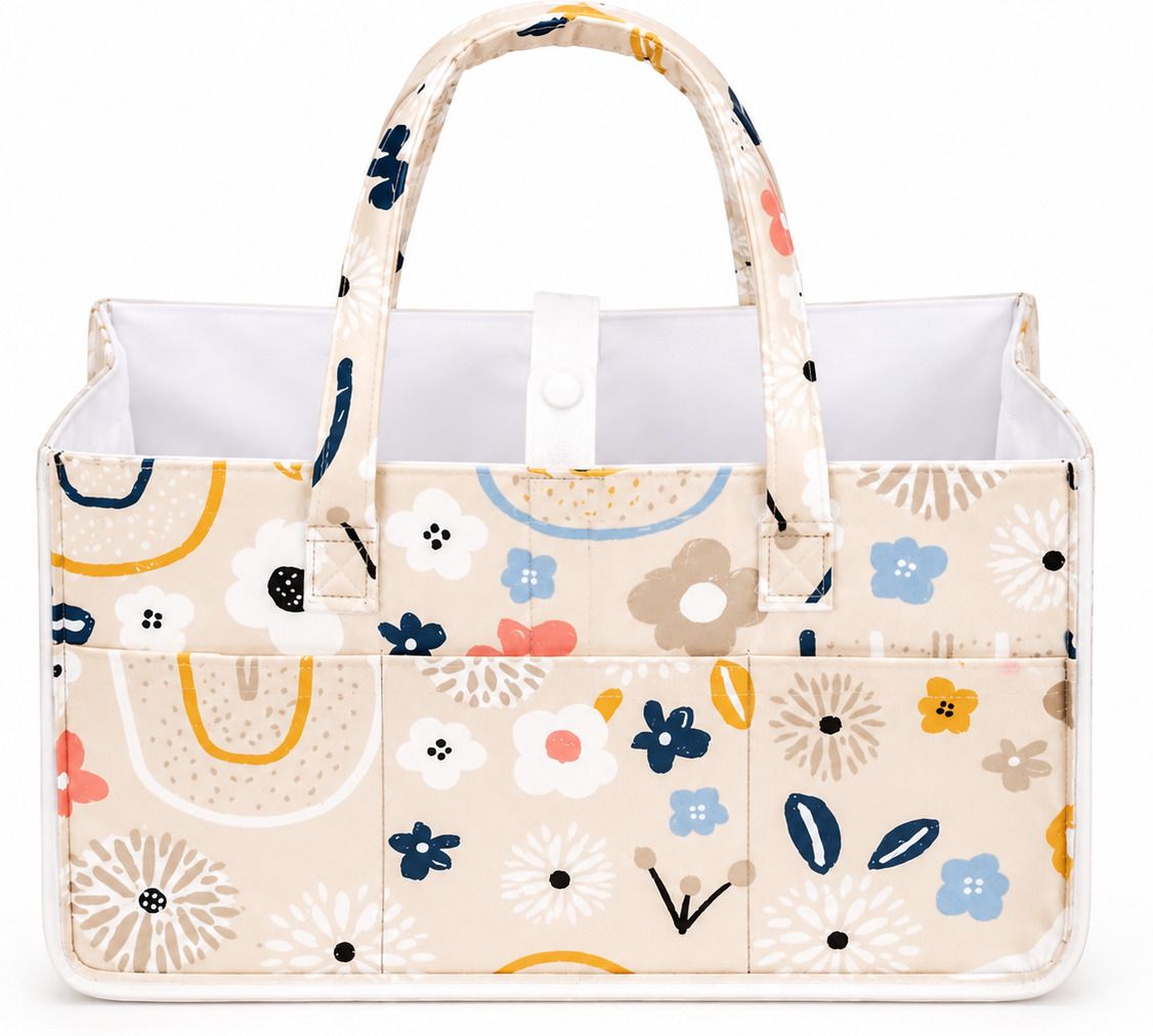 Flower Pattern Baby Nappy Caddy with Removable Dividers DIAPER BAG-image-37